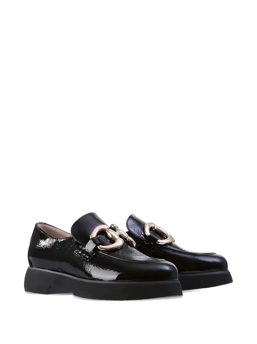 Hogl Fred patent oversized-buckle loafers - Zwart