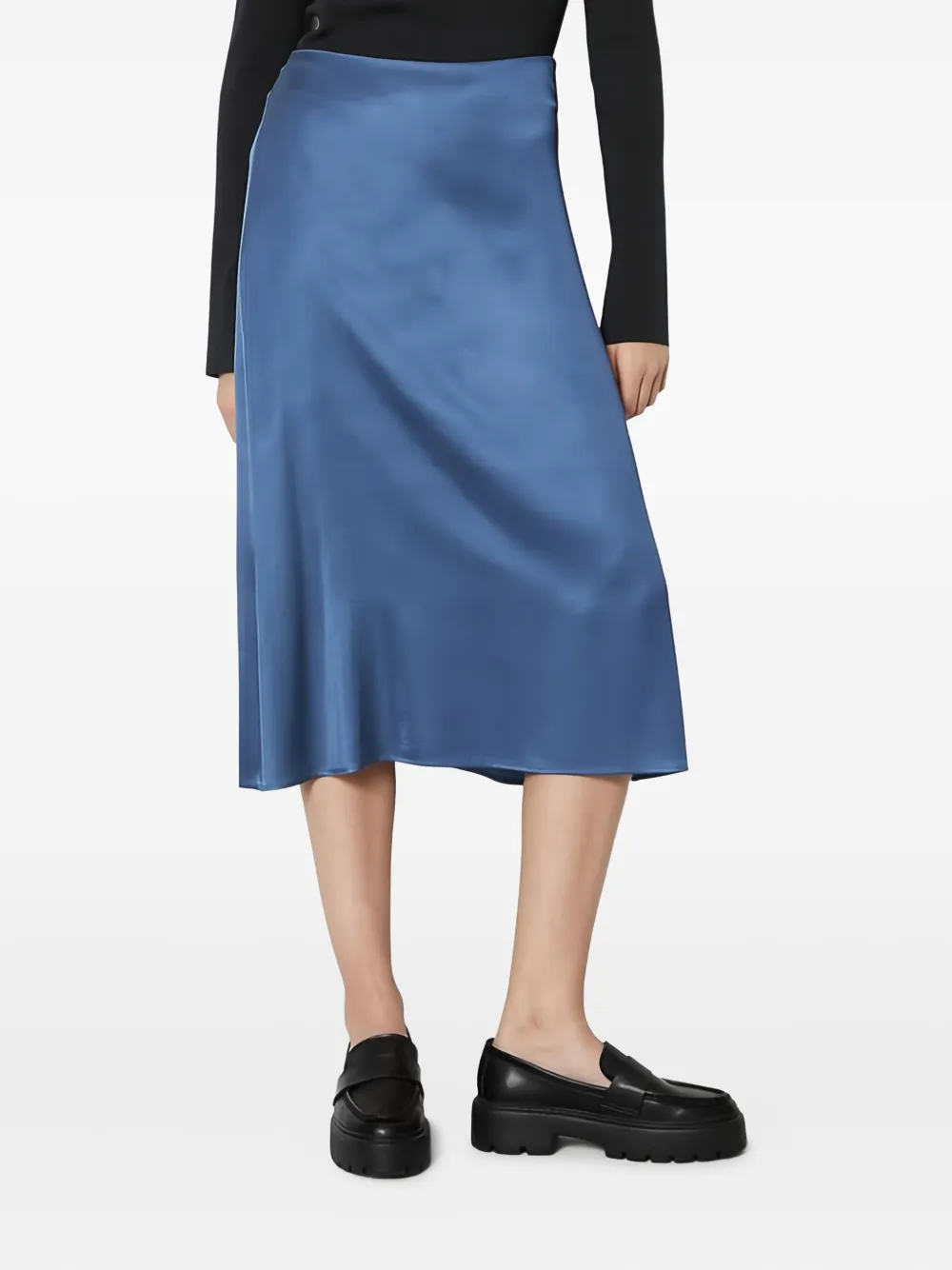 Marc O'Polo Midi-rok met satijnen-effect Blauw