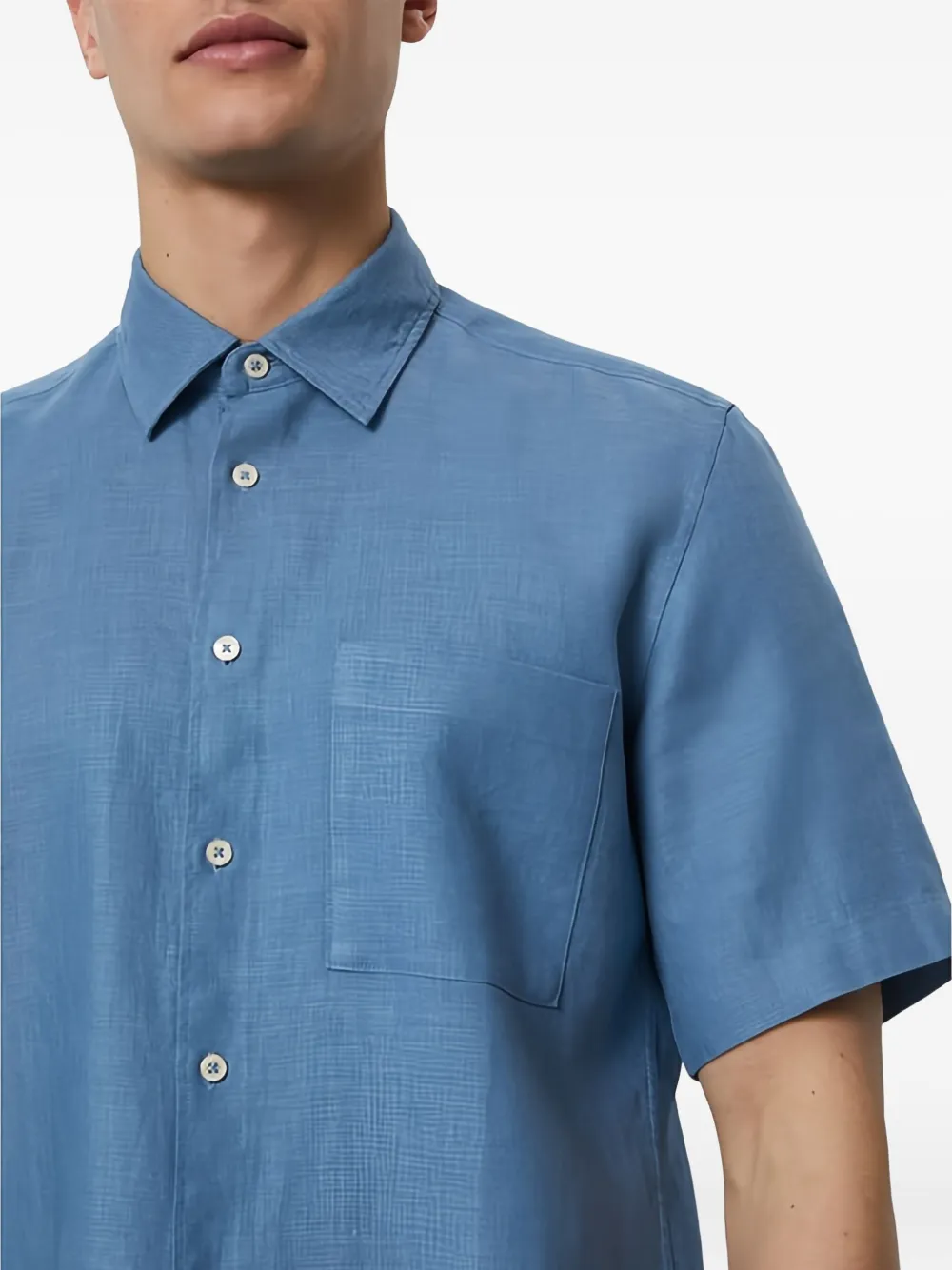 Marc O'polo Short-sleeve Button-up Shirt In Blue