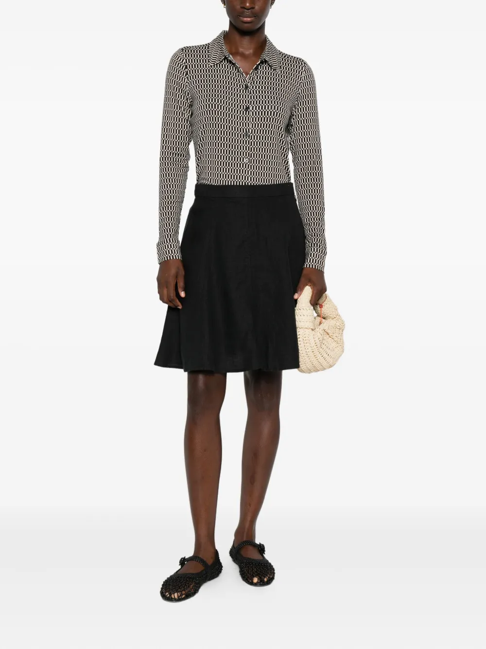 Marc O'Polo geometric-pattern button shirt - Zwart