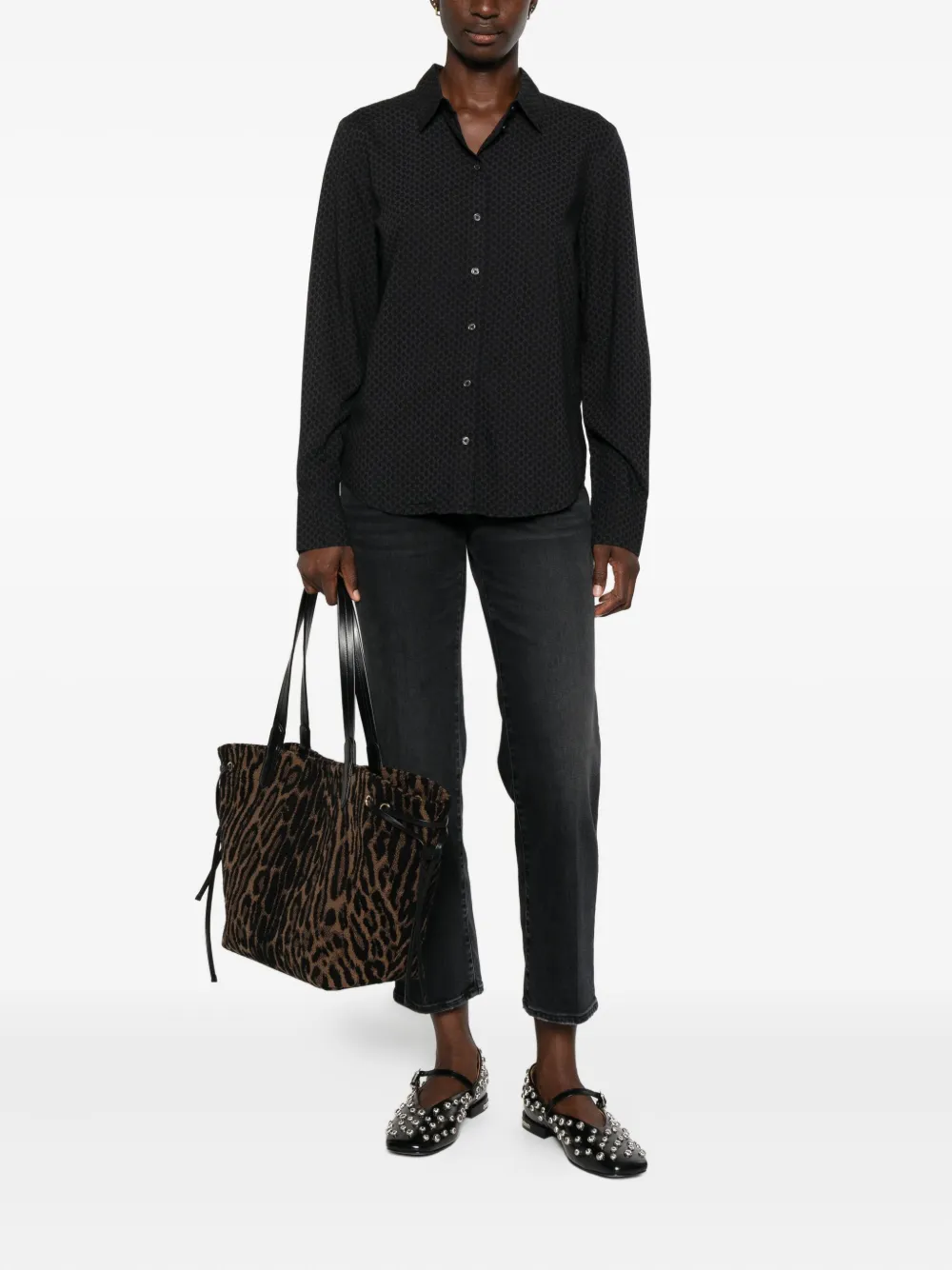 Marc O'Polo blouse met geometrische print - Zwart