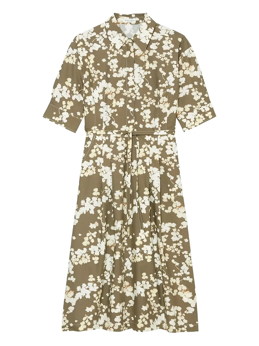 Marc O'Polo floral-print shirt midi dress - Groen