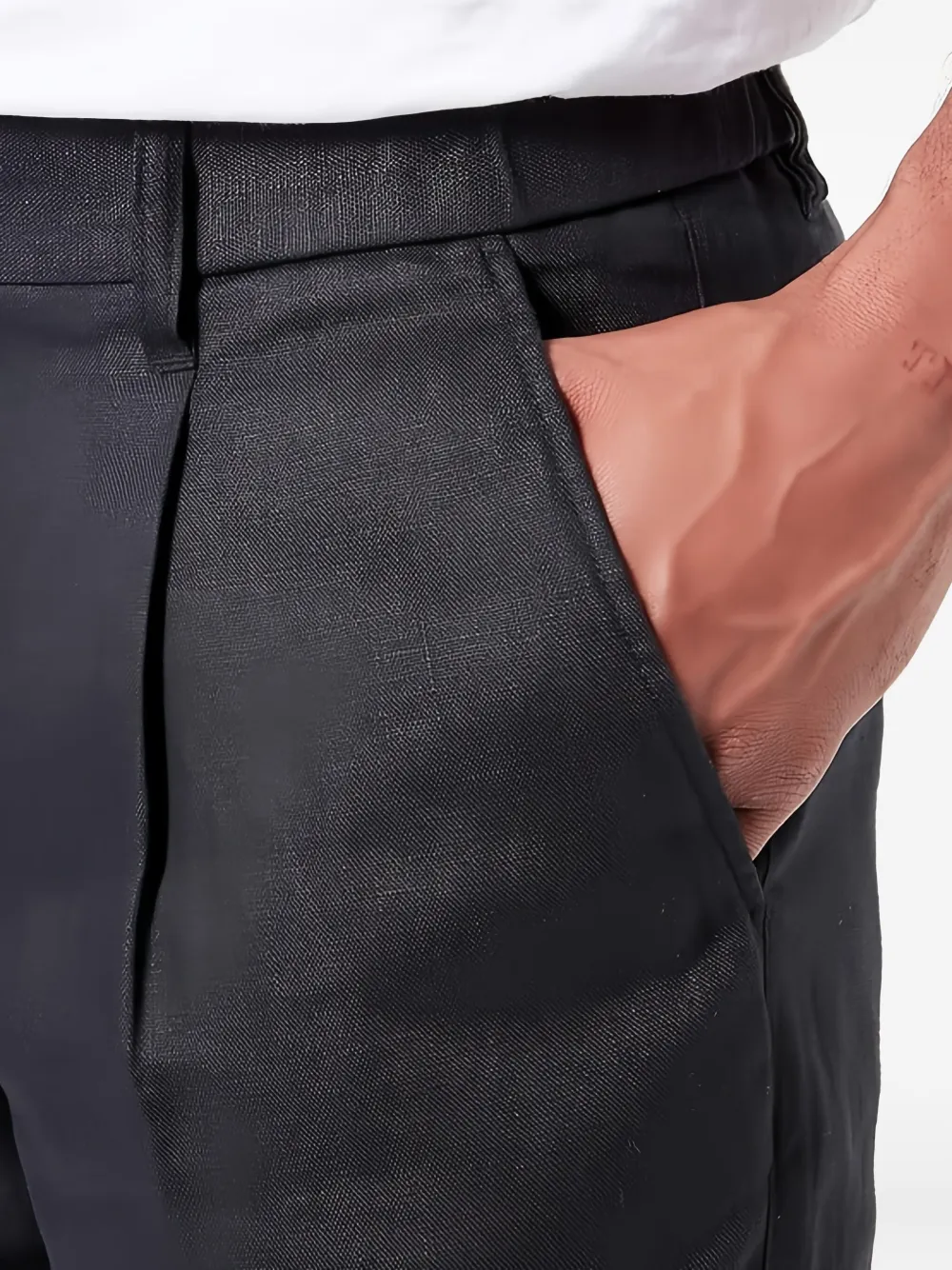 Marc O'Polo Linnen broek met pijldetail Zwart