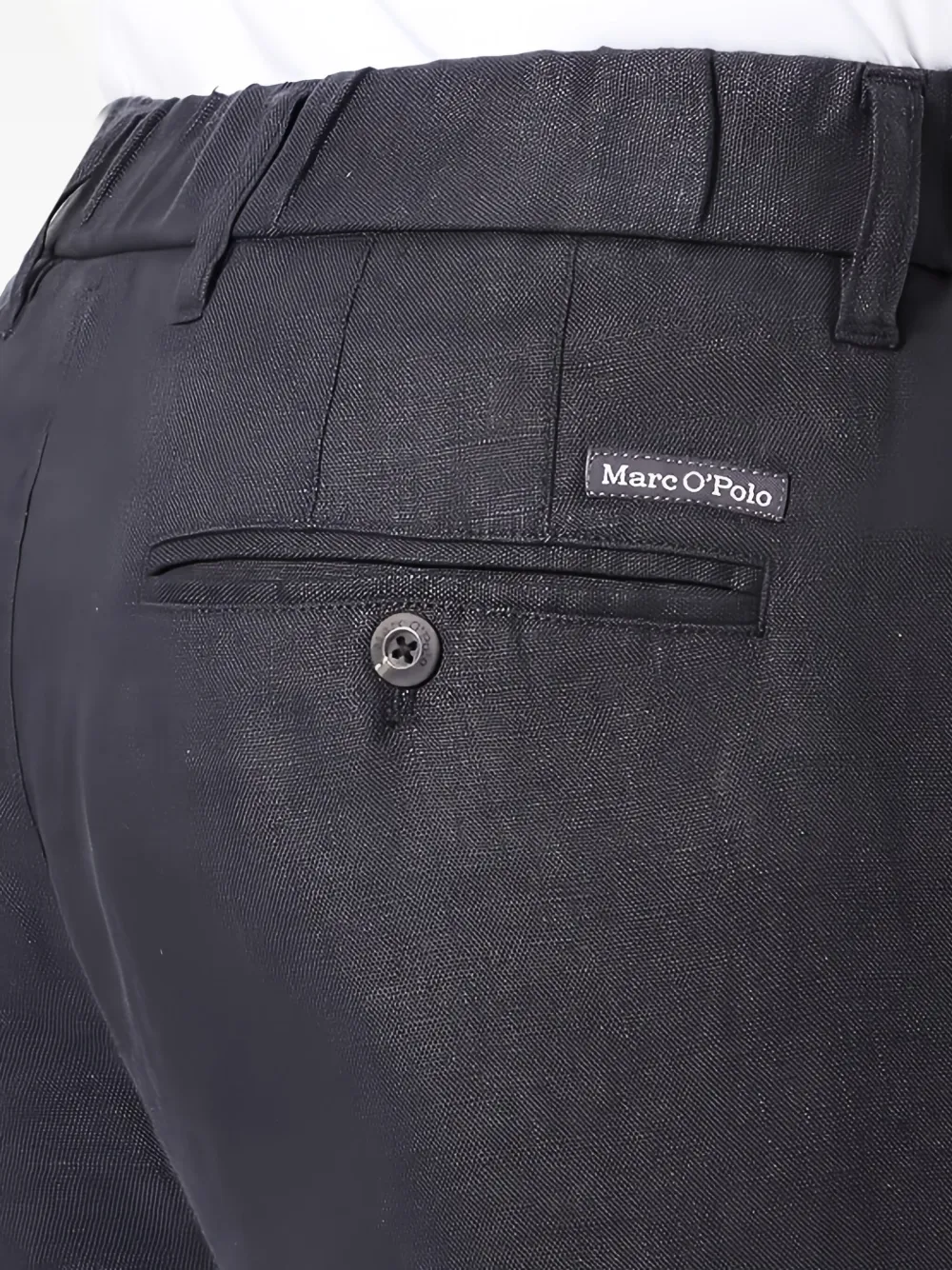 Marc O'Polo Linnen broek met pijldetail Zwart