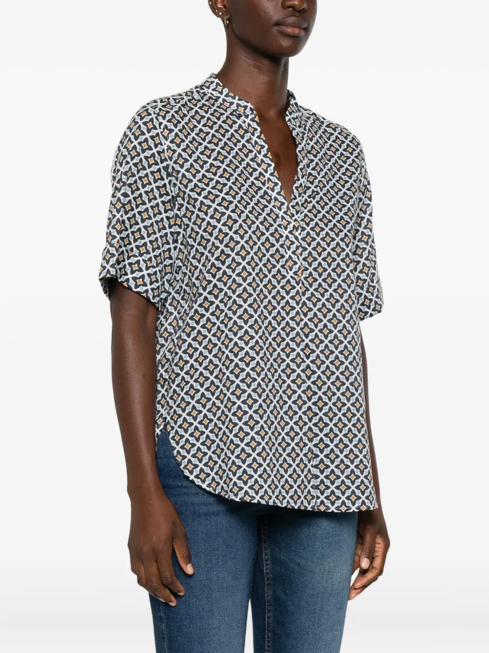 Marc O'Polo Blouse met geometrische print Blauw