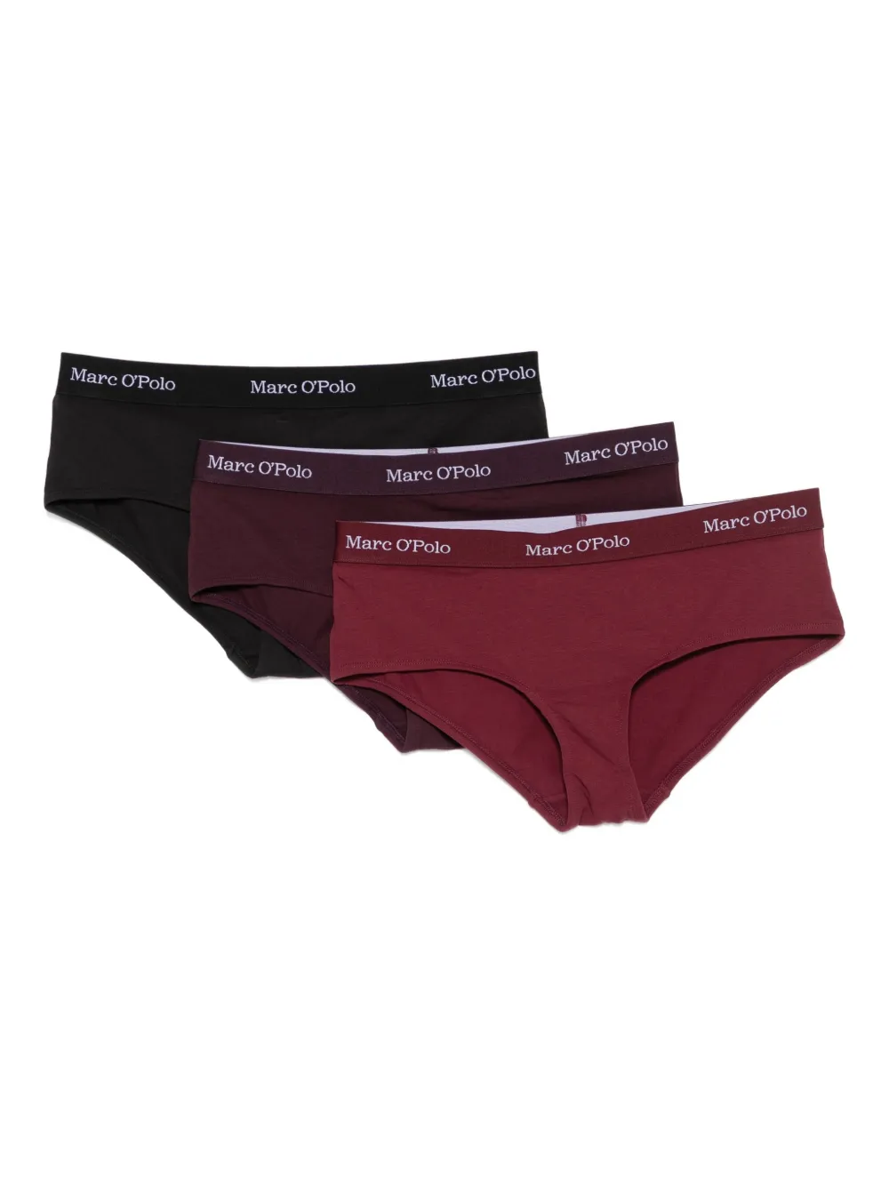Marc O'Polo Drie slips met logoband Zwart