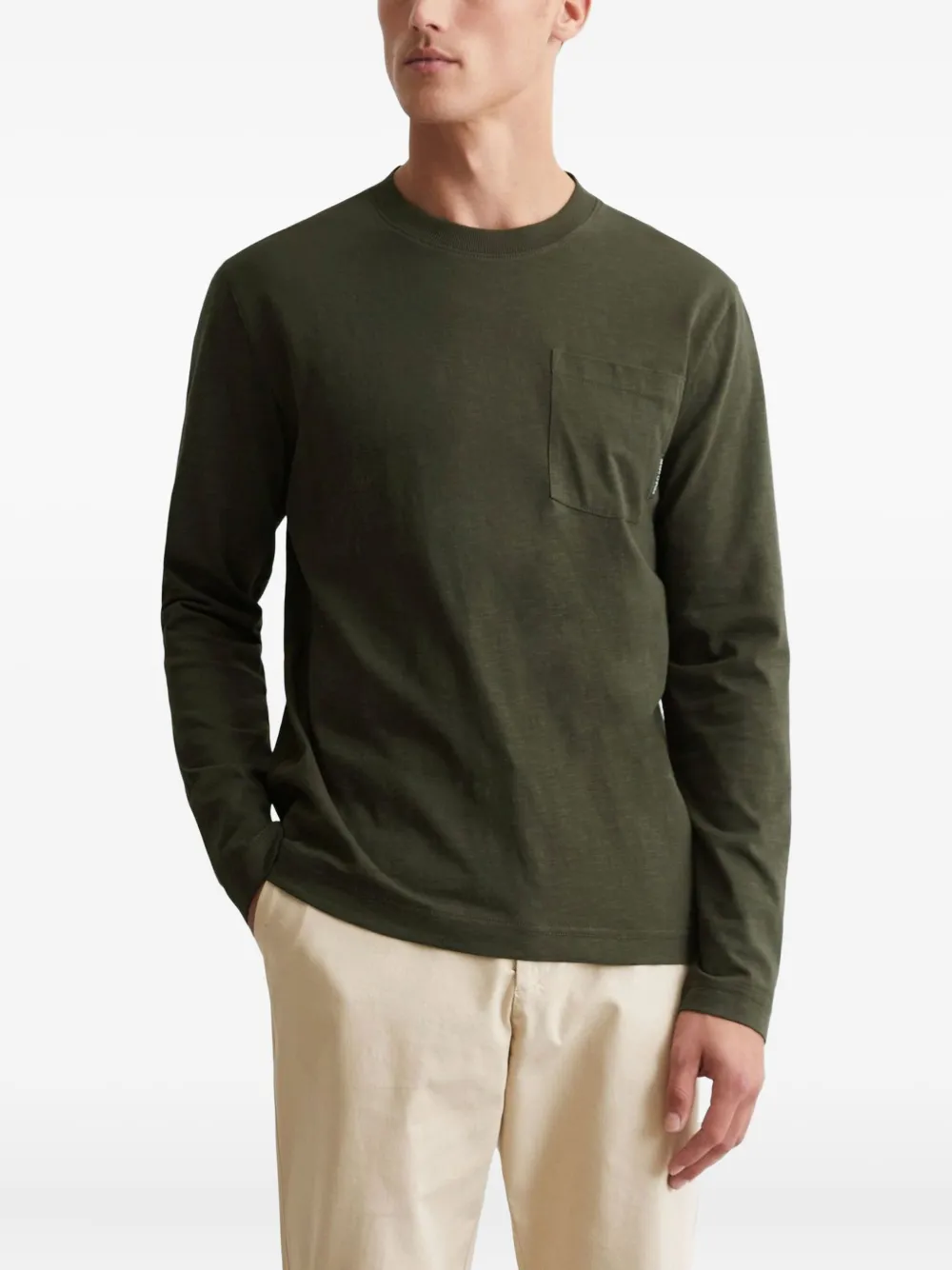 Marc O'Polo T-shirt met lange mouwen en zak Groen