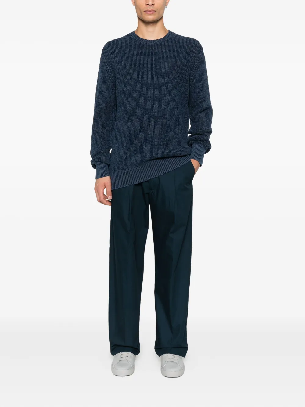 Marc O'Polo textured crew-neck jumper - Blauw