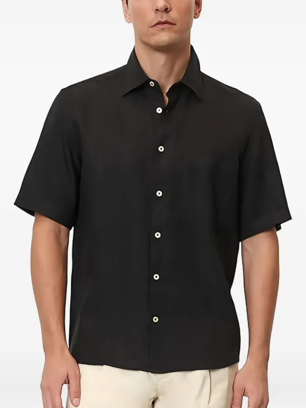 black short sleeve dress shirts for men Black Short Sleeve Stretch Button Up