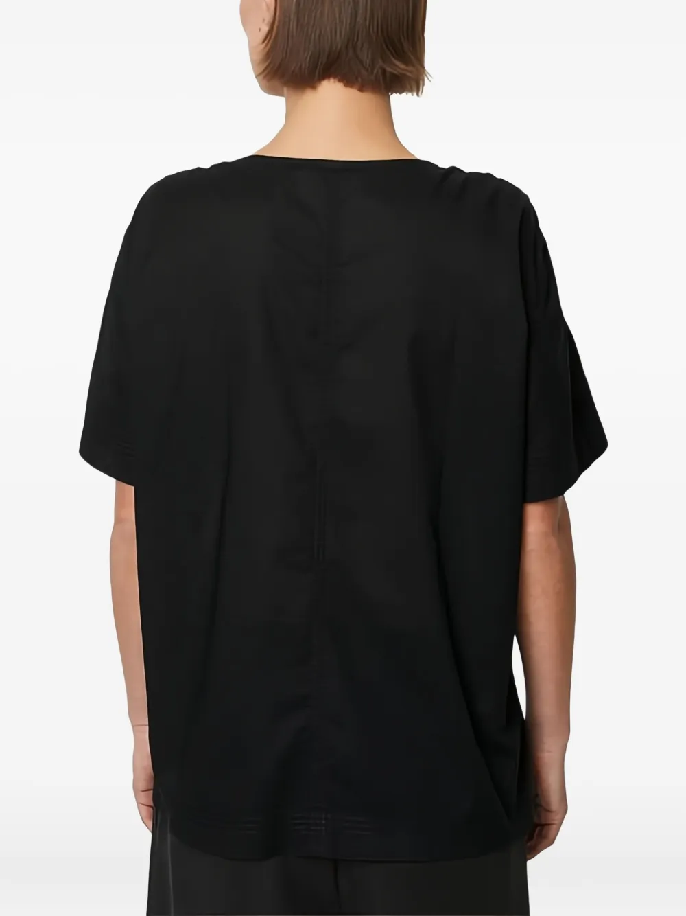 Marc O'Polo Top met gesmockt detail en V-hals Zwart