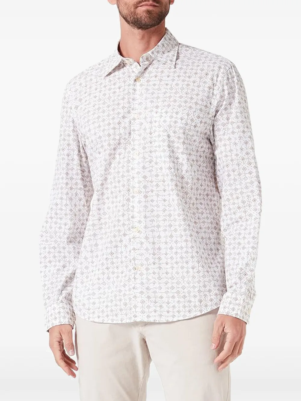 Marc O'Polo geometric-print long-sleeve shirt | White | Image 1