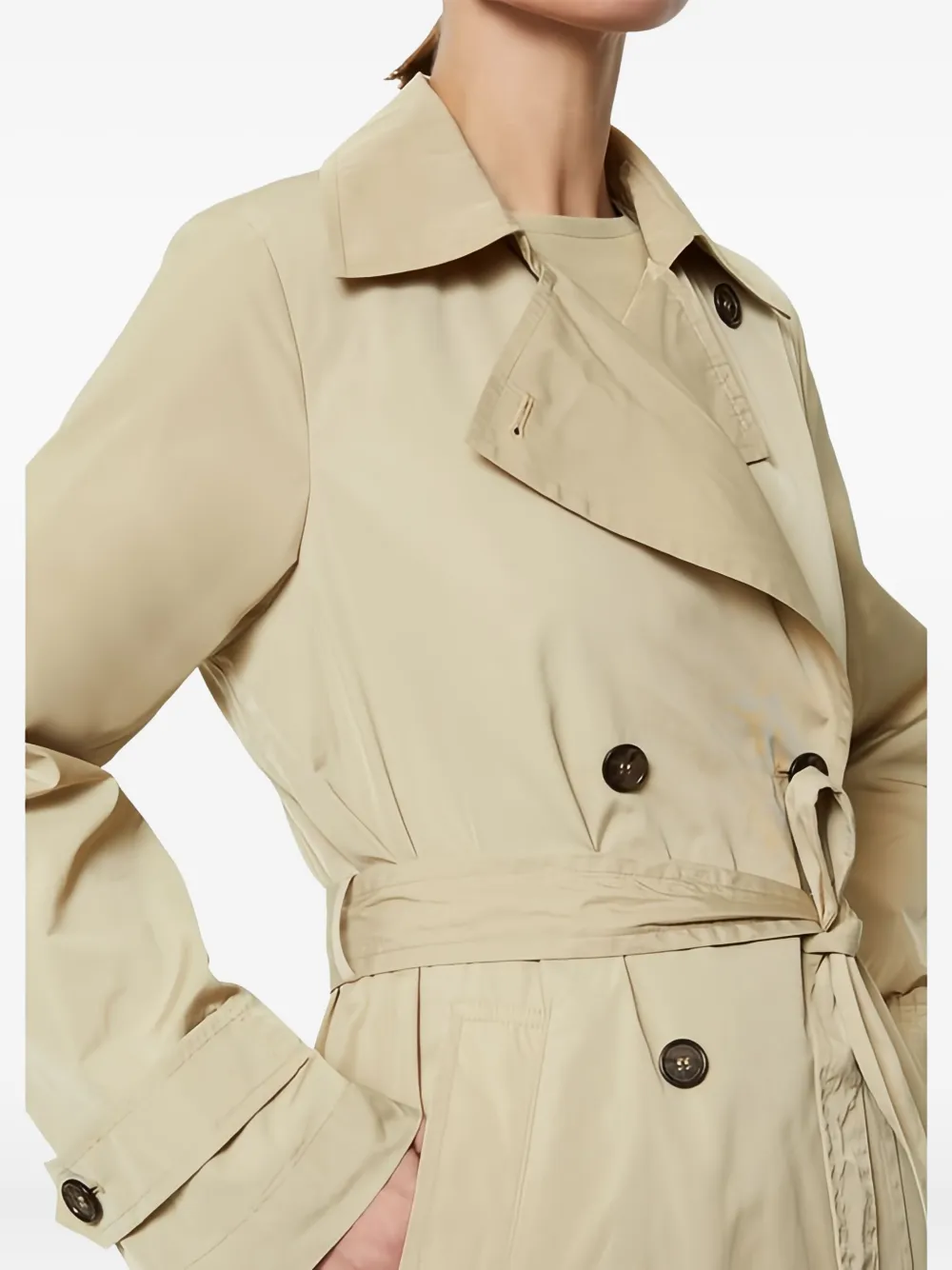 Marc O'Polo Trenchcoat met dubbele rij knopen en ceintuur Beige