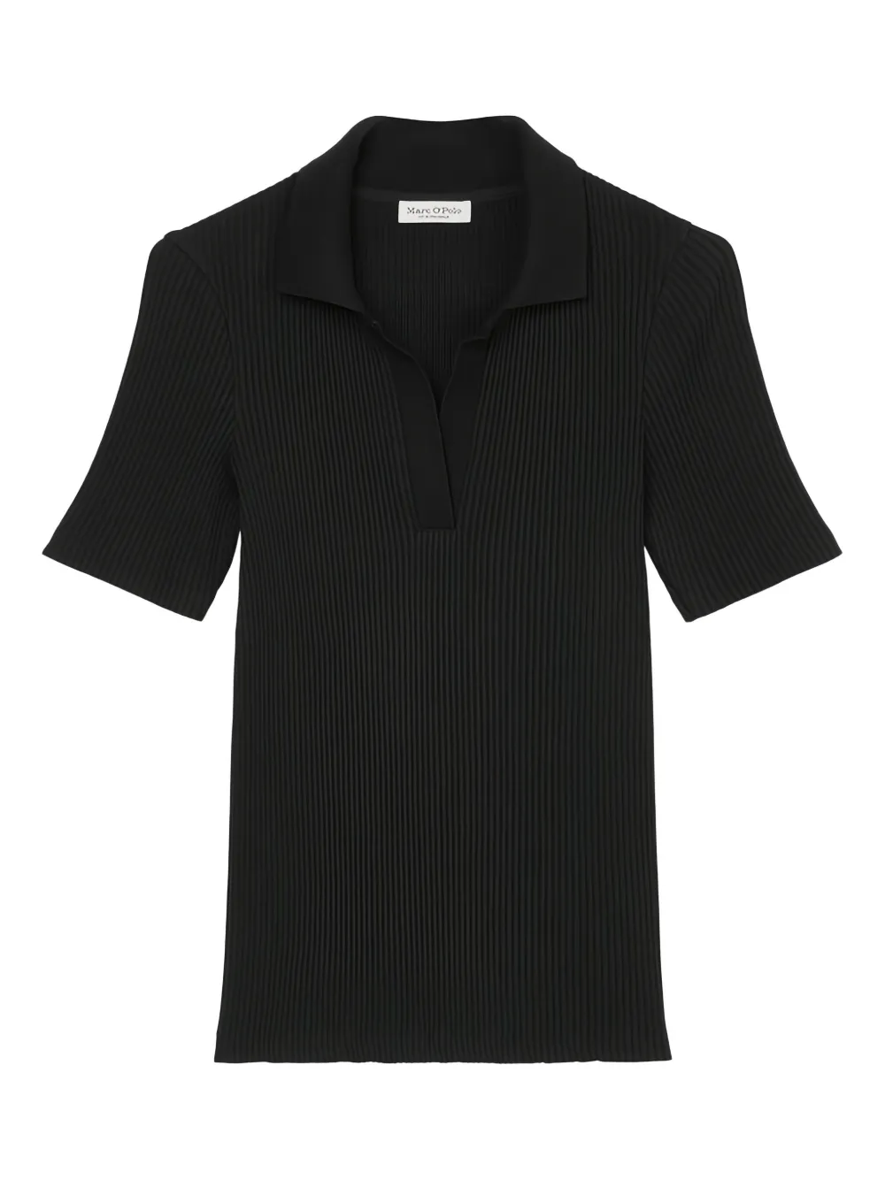Marc O'Polo ribbed polo top | Black | Image 1