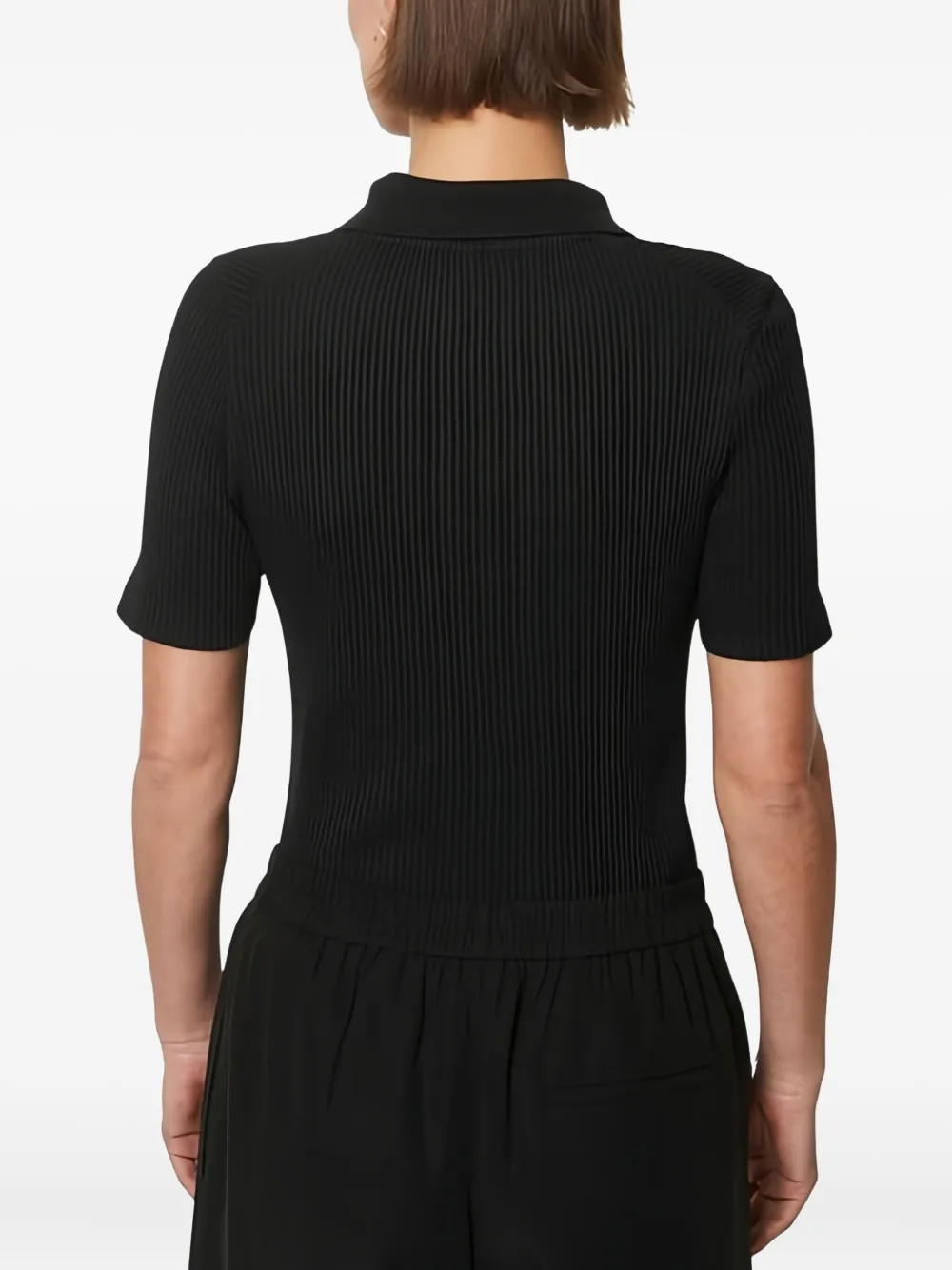 Marc O'Polo Geribbelde polotop Zwart