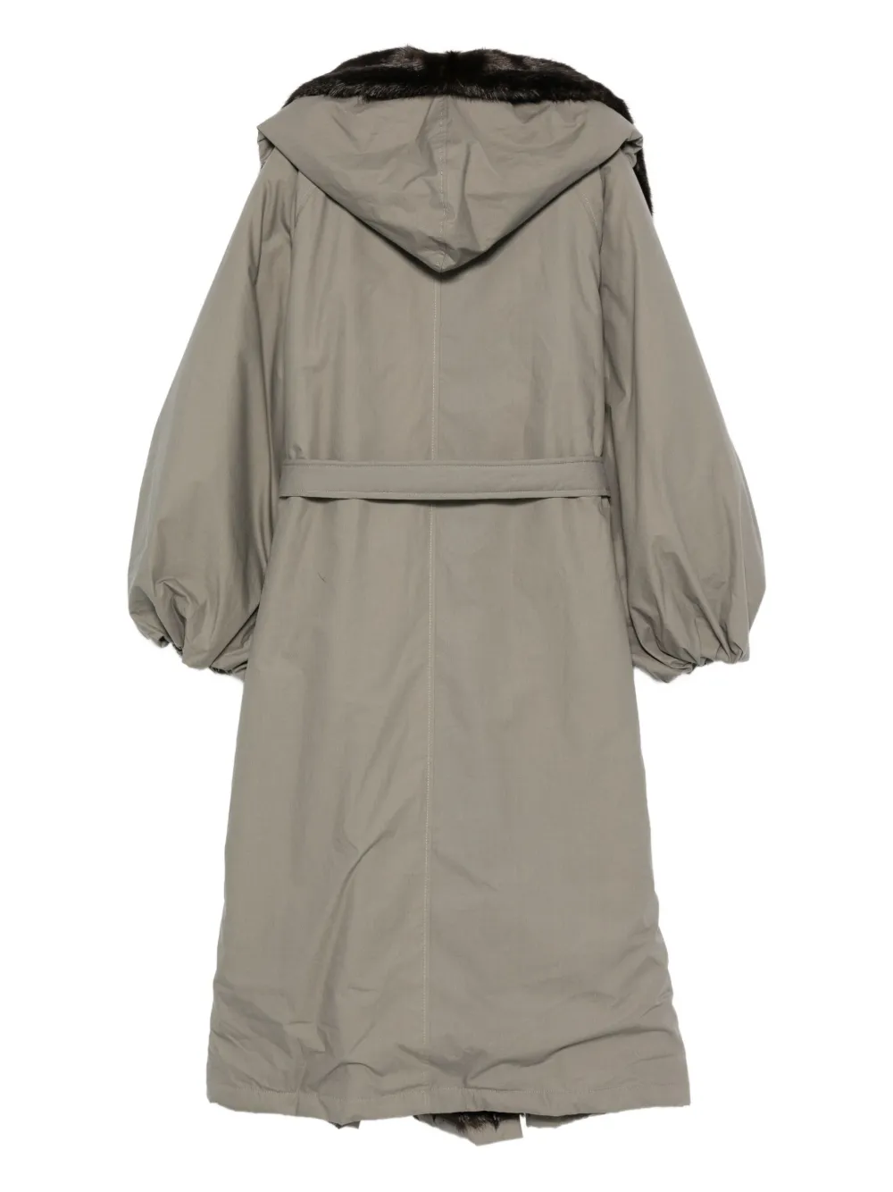 Magda Butrym Fur Hooded Coat In Gray