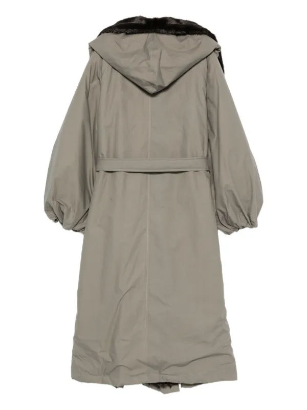 MAGDA BUTRYM 211723GREY 関税送料込 Magda Butrym Fur Hooded Coat | Grey | FARFETCH