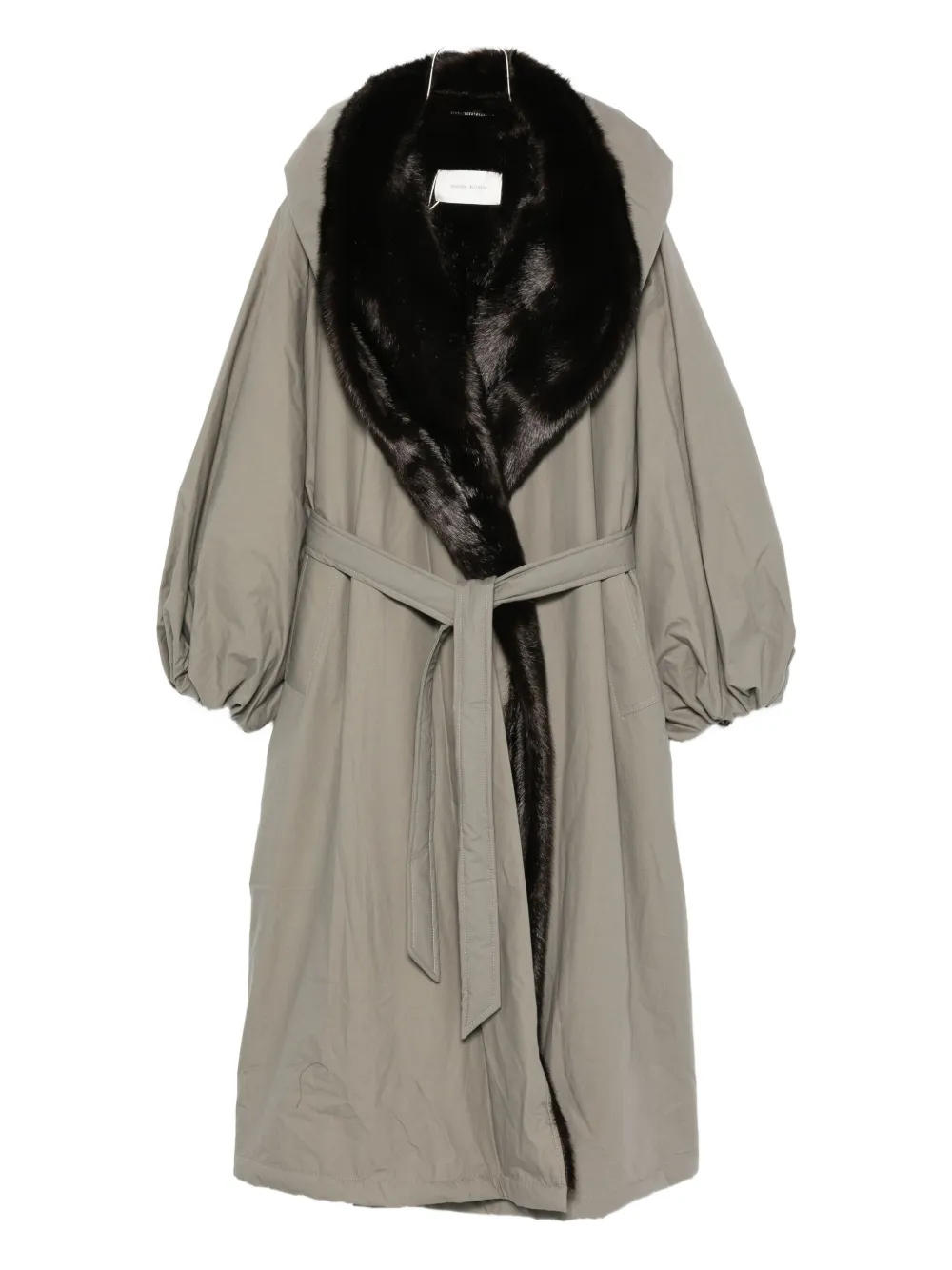 Magda Butrym Fur Hooded Coat In Gray