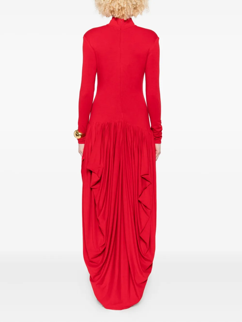 Magda Butrym High-neck Pleated Dress In Red