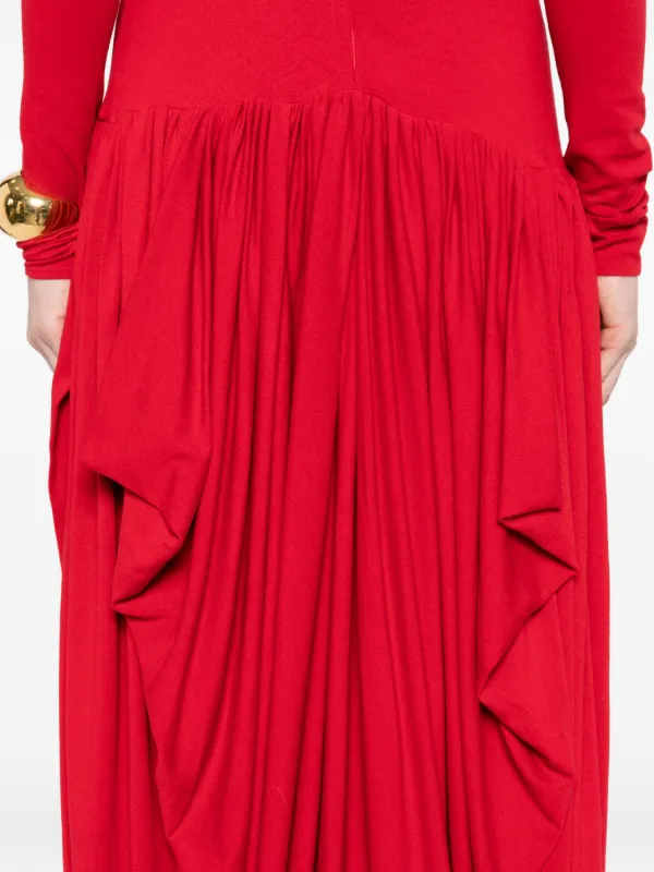 Magda Butrym high-neck Pleated Dress | Red | FARFETCH