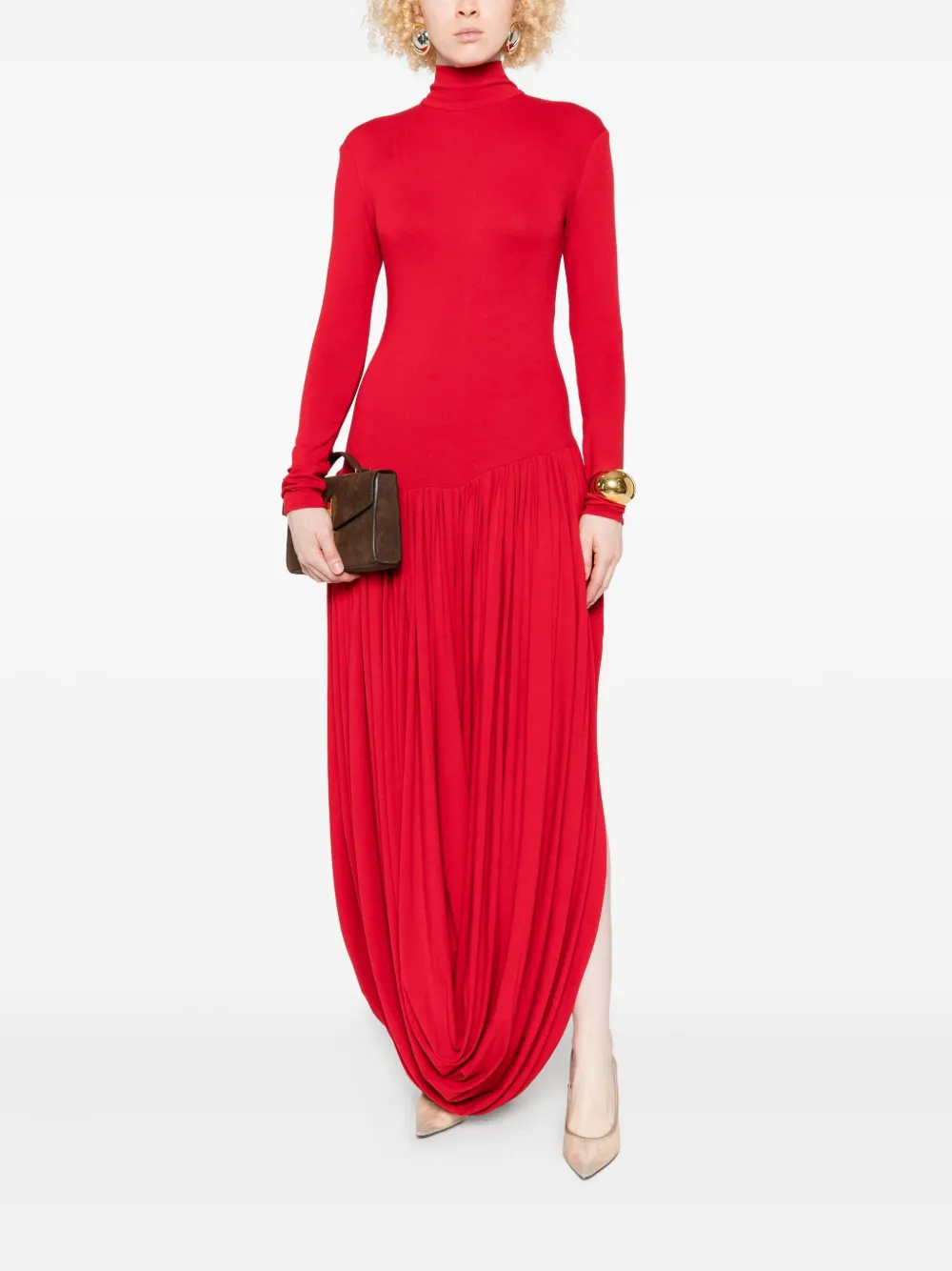 Magda Butrym high-neck pleated dress - Rood