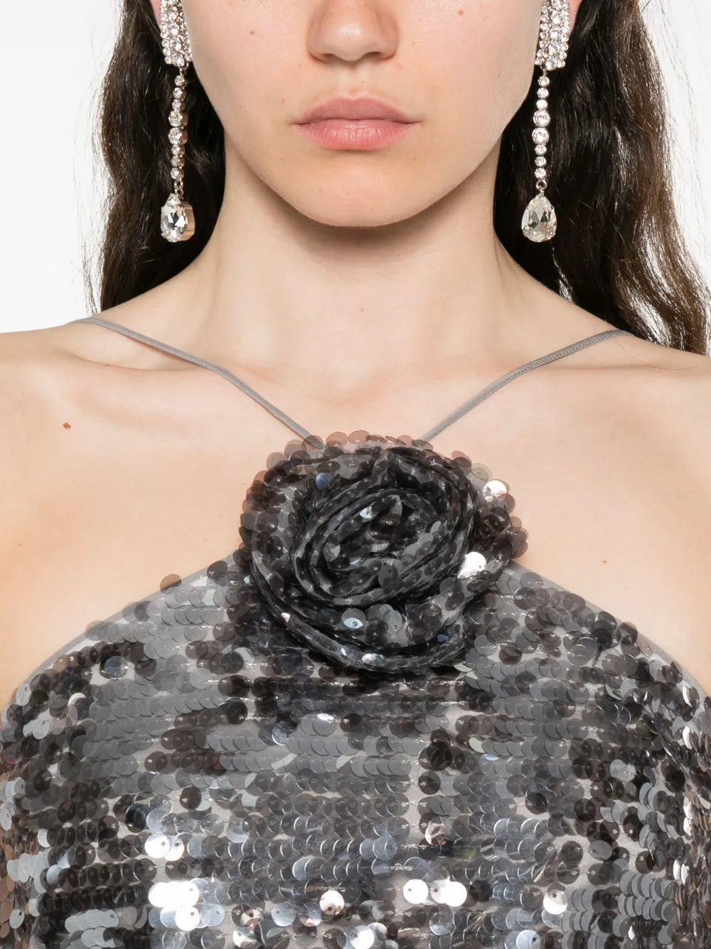 Magda Butrym Sequin-embellished Maxi Dress In Gray
