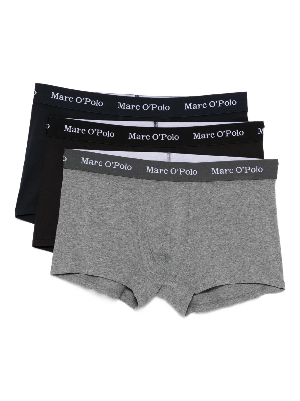 Marc O'Polo Drie boxershorts met elastische tailleband Zwart