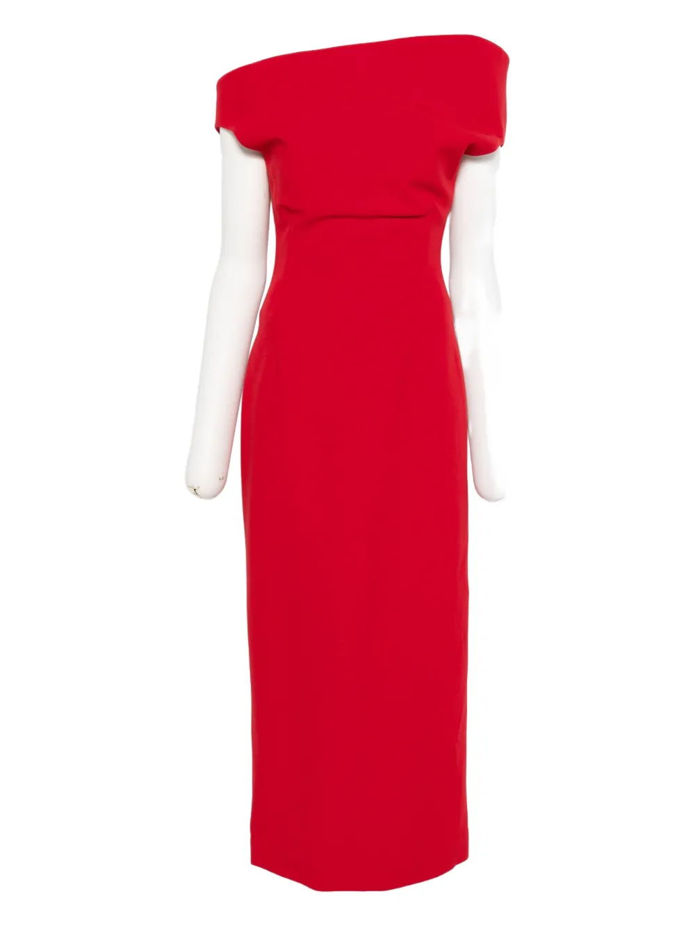 Magda Butrym One-shoulder Stretch-wool Crepe Midi Dress In Red