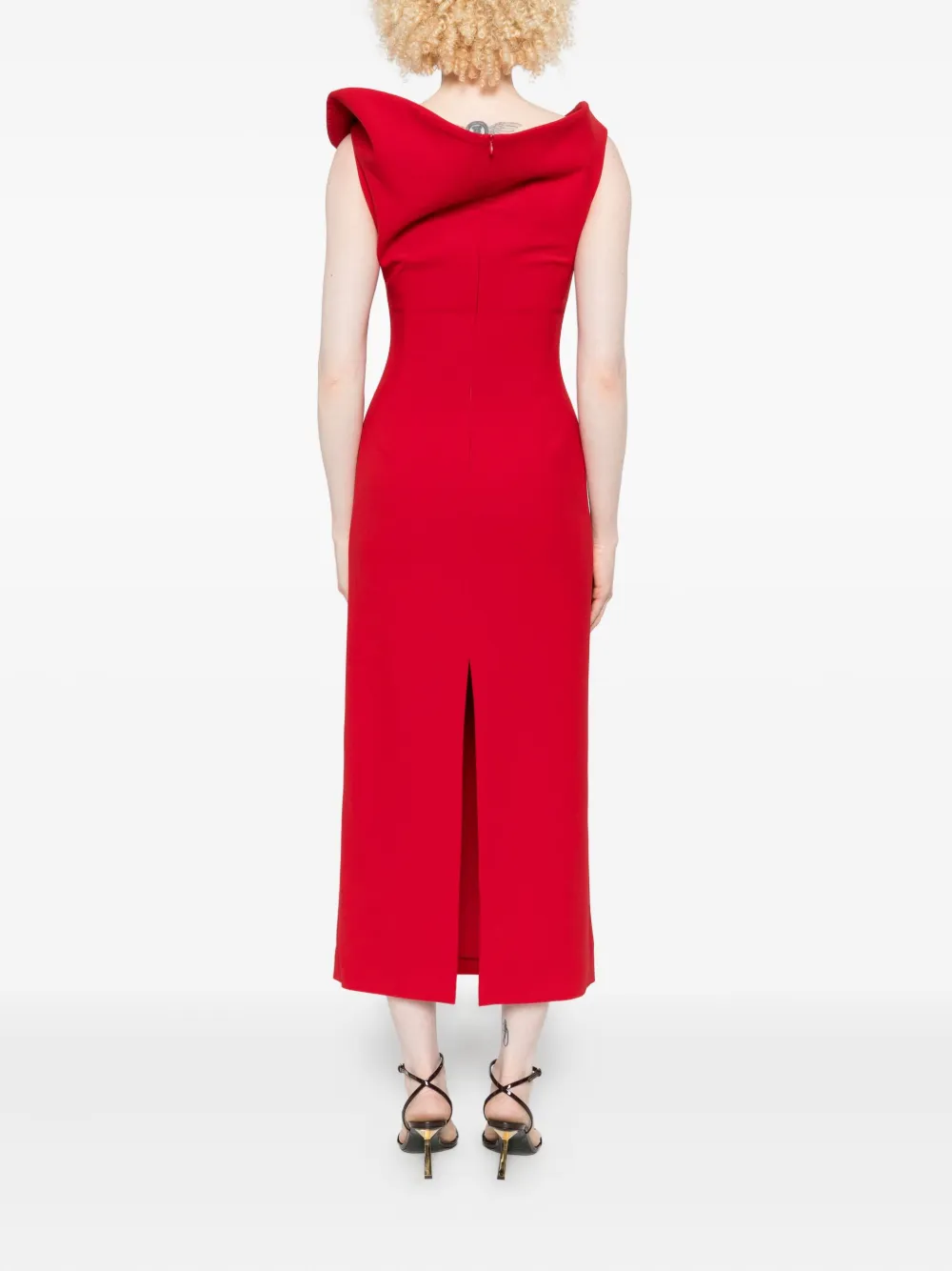Magda Butrym One-shoulder Stretch-wool Crepe Midi Dress In Red
