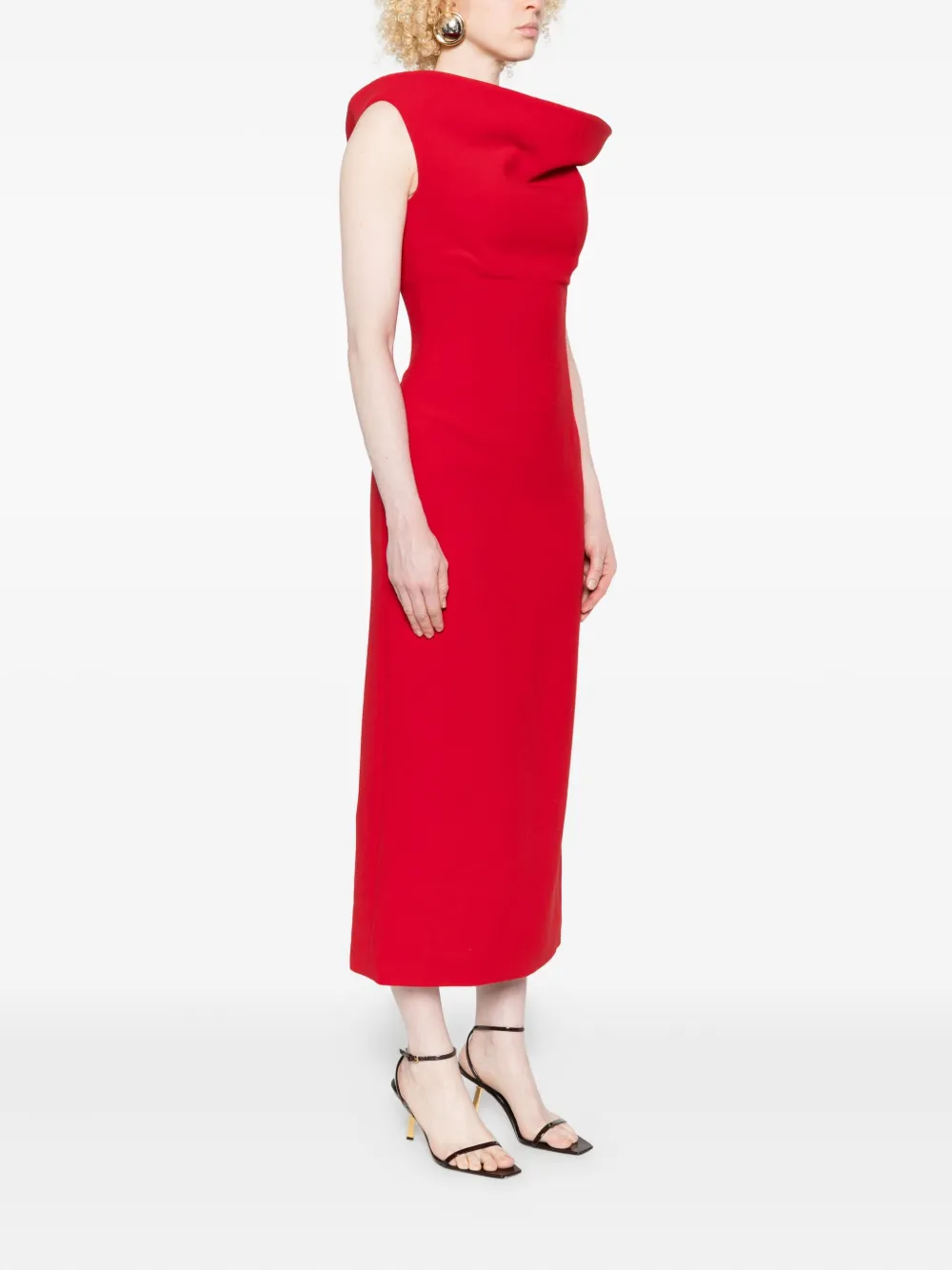 Magda Butrym One-shoulder Stretch-wool Crepe Midi Dress In Red