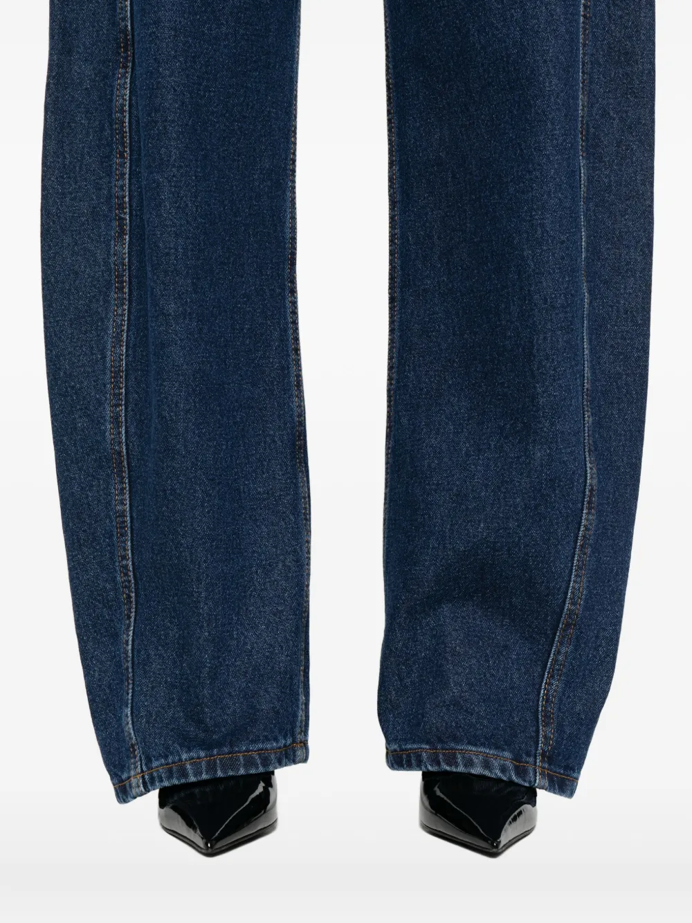 Magda Butrym Jeans met wijde pijpen en naad detail Blauw