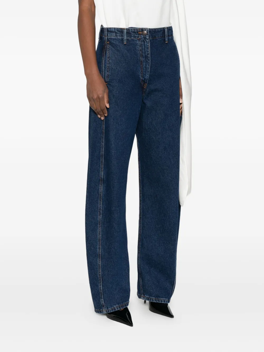 Magda Butrym Jeans met wijde pijpen en naad detail Blauw