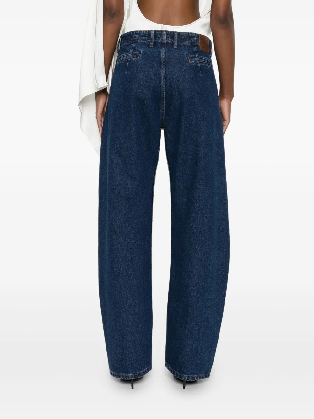 Magda Butrym Jeans met wijde pijpen en naad detail Blauw