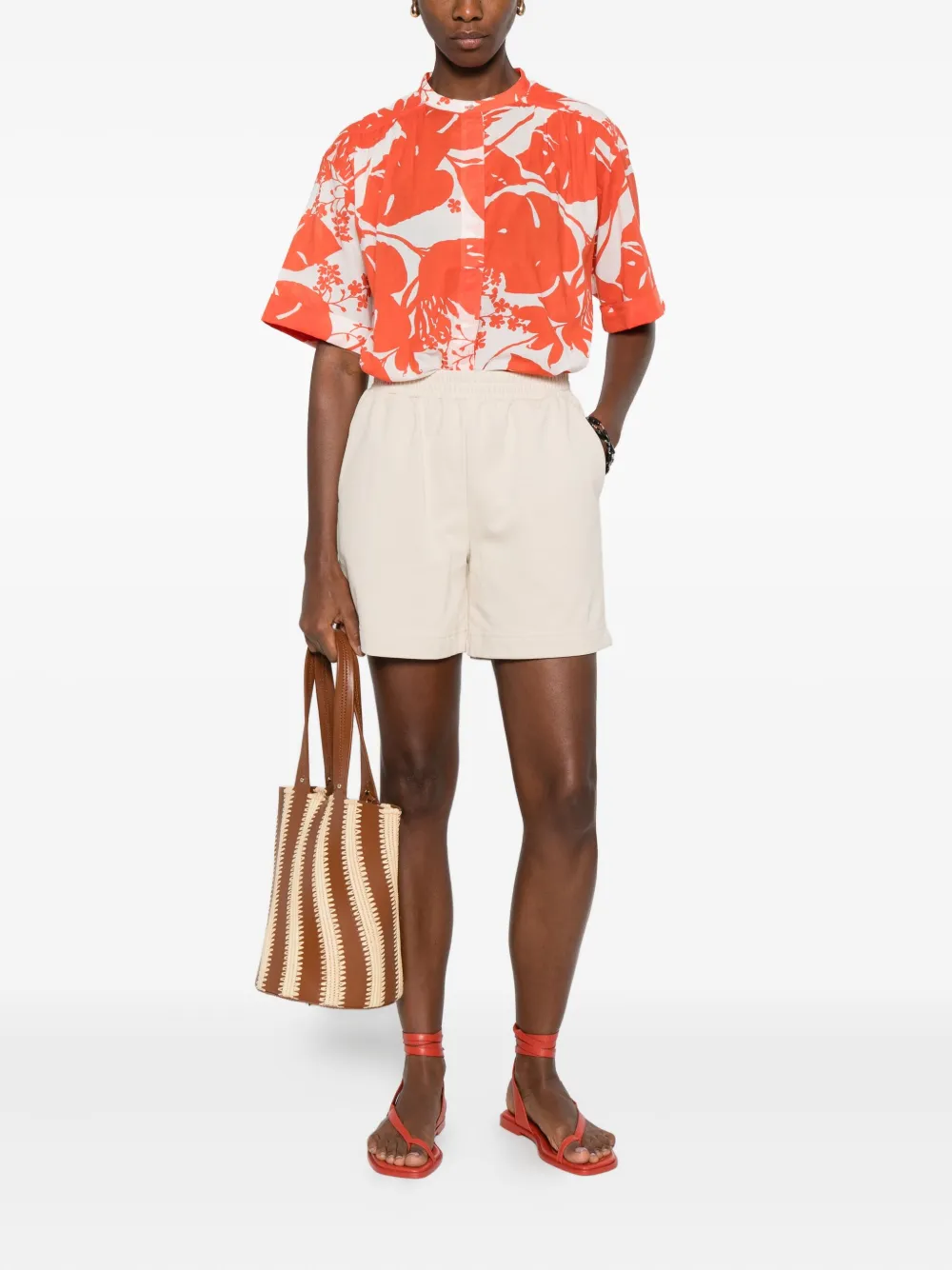 Marc O'Polo floral gathered shirt - Oranje