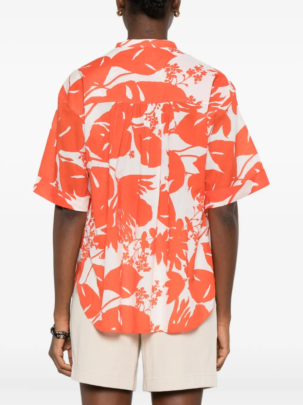 Marc O'polo Floral Gathered Shirt In Orange
