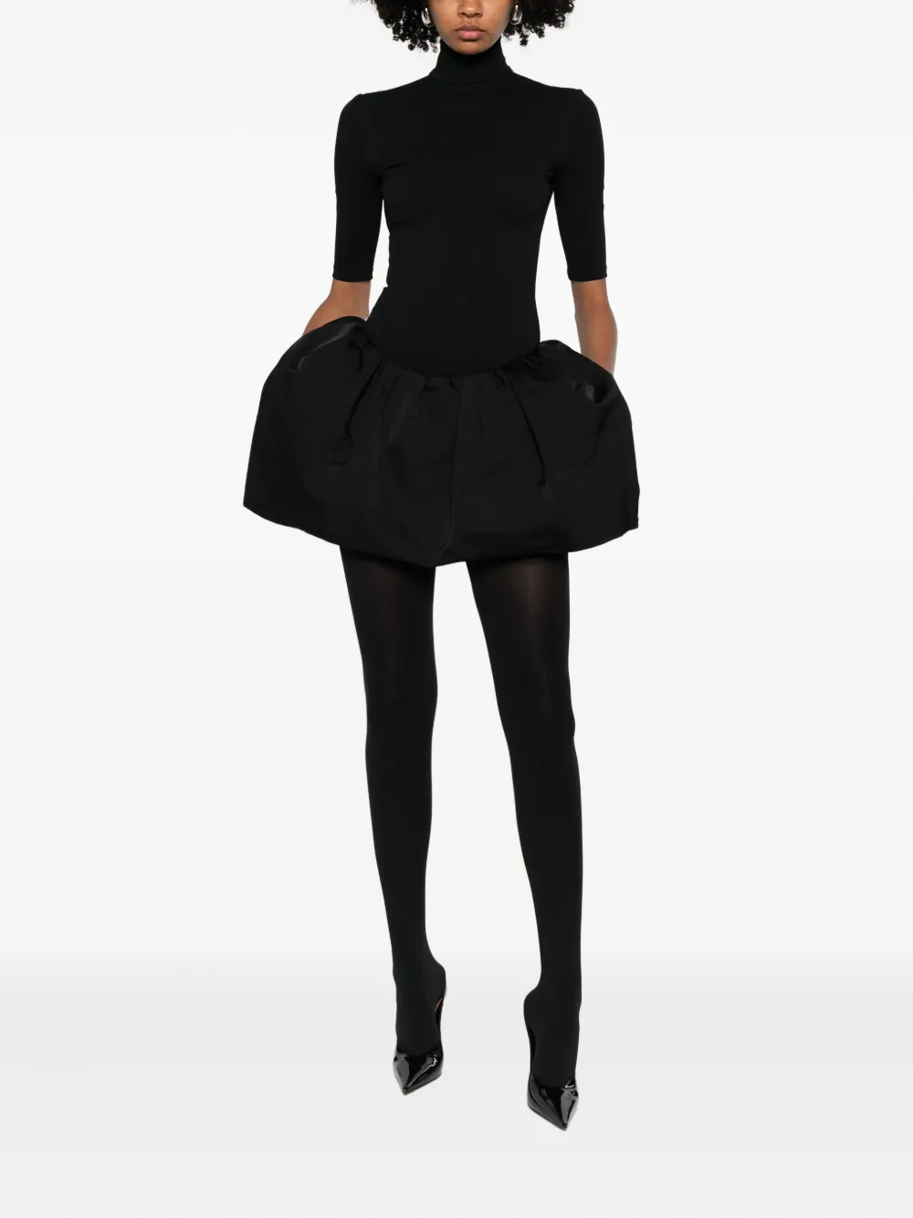 Magda Butrym roll-neck puffball mini dress - Zwart
