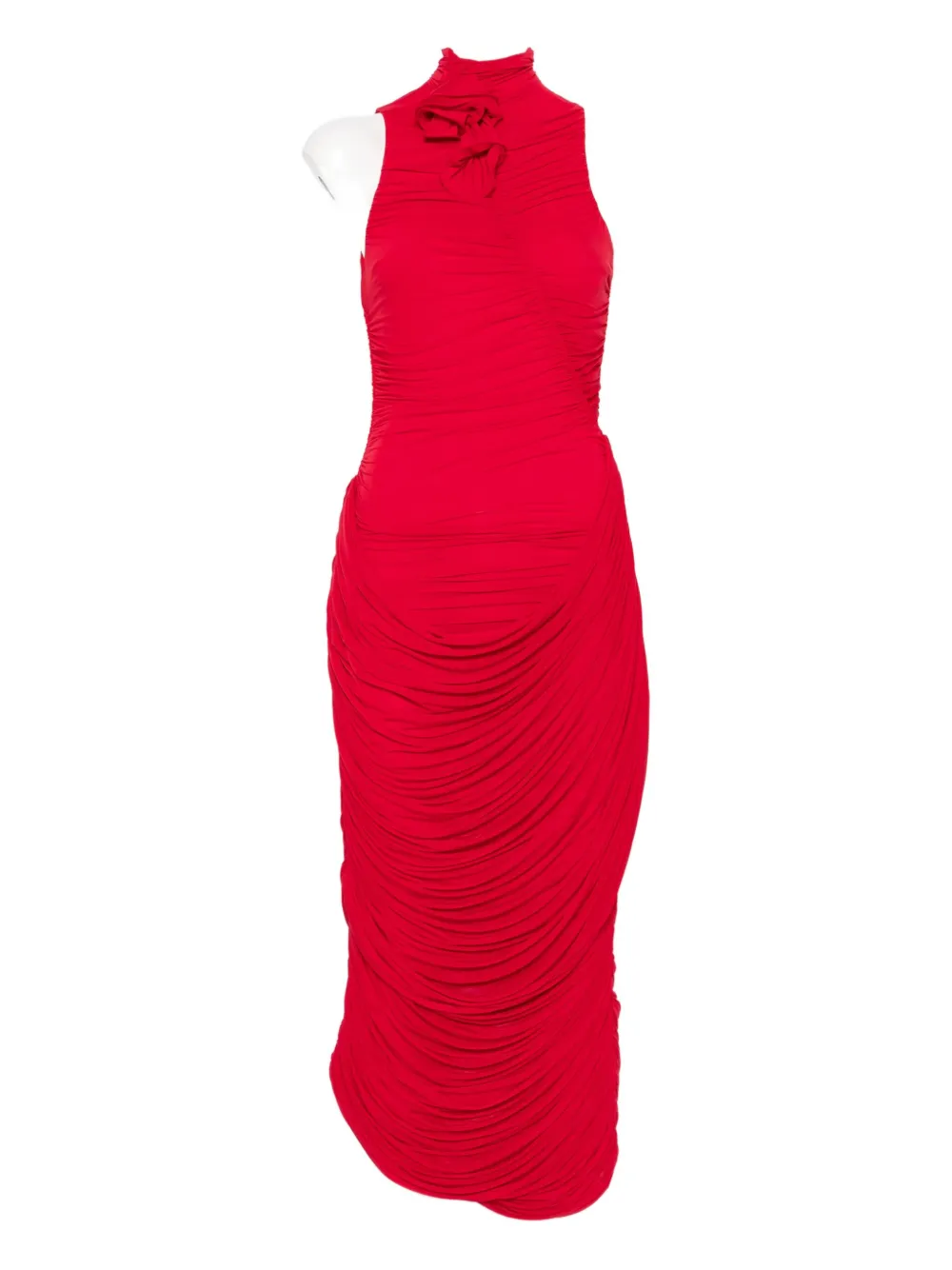 Magda Butrym High-neck Draped Dress In Red