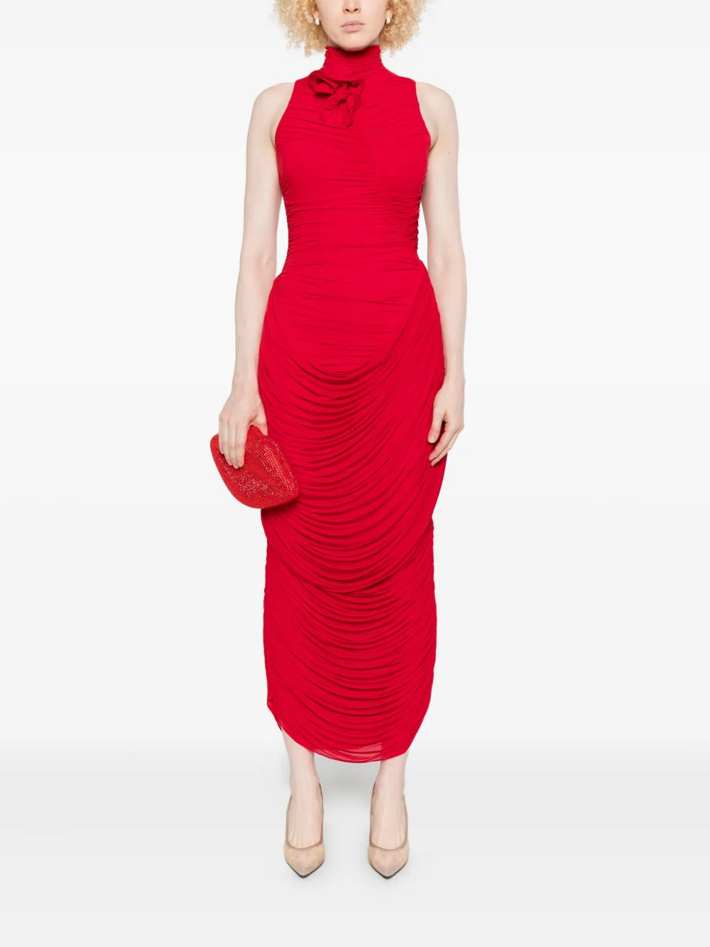 Magda Butrym high-neck draped dress - Rood