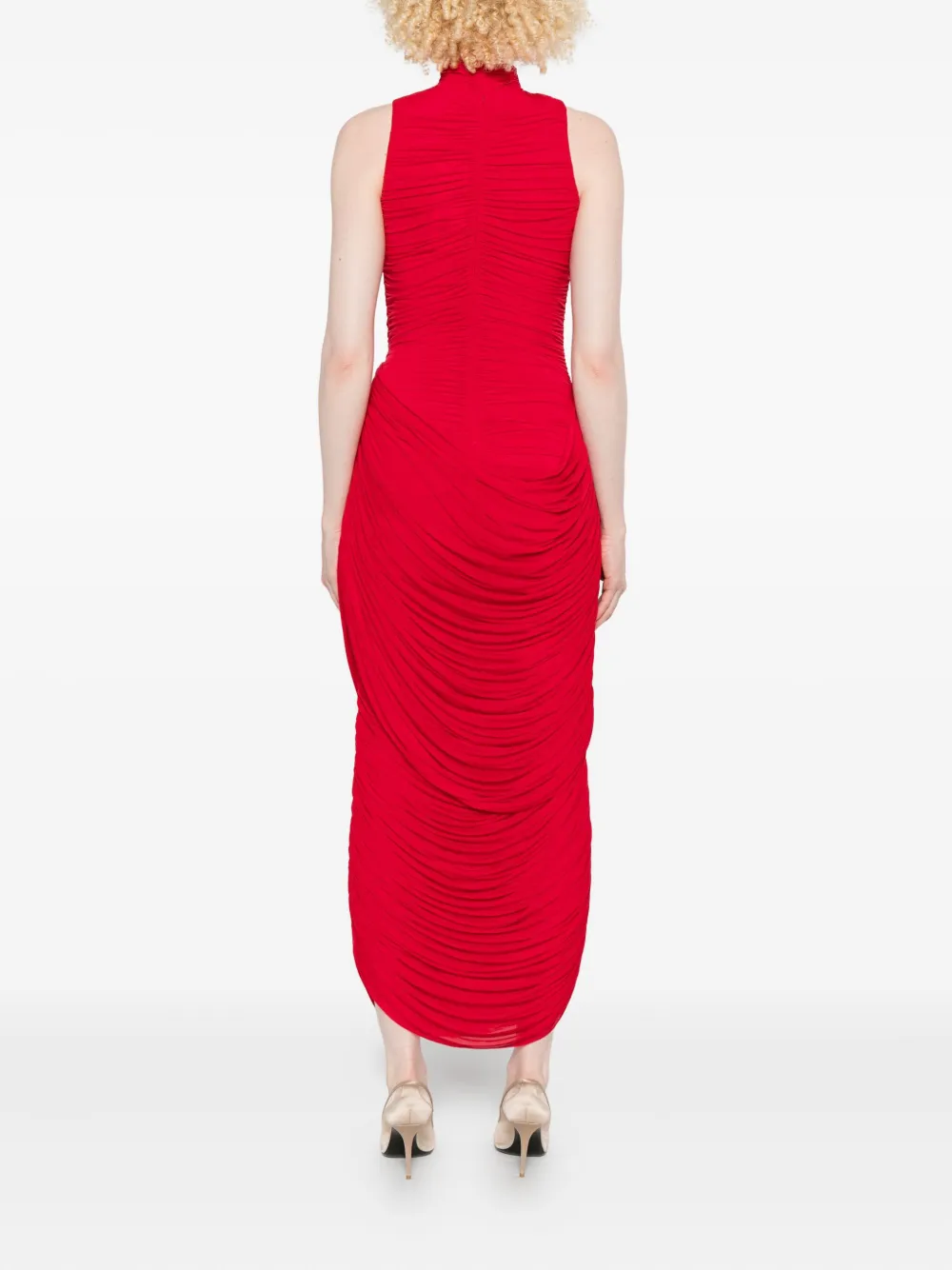 Magda Butrym high-neck draped dress Rood