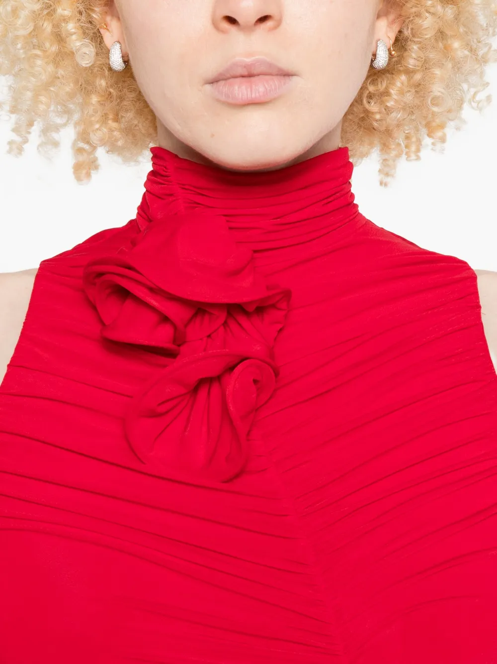 Magda Butrym high-neck draped dress Rood