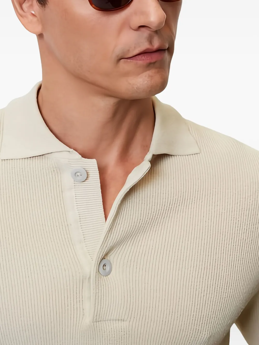 Marc O'Polo Geribbeld poloshirt Beige