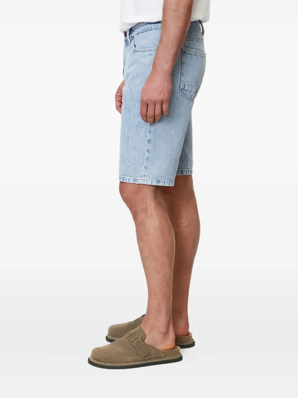 Marc O'Polo Gerafelde denim shorts Blauw