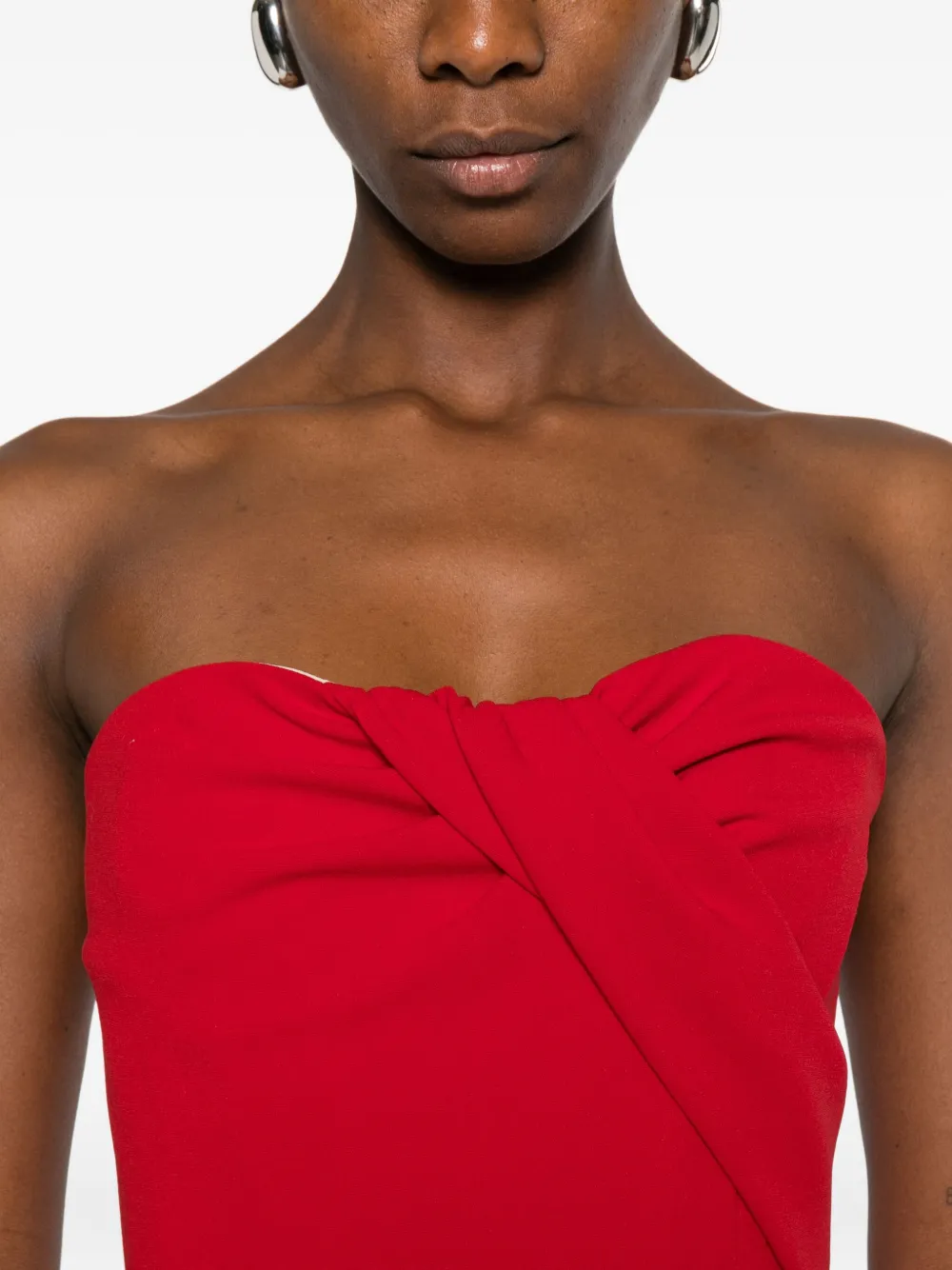 Magda Butrym Draped Strapless Mini Dress In Red