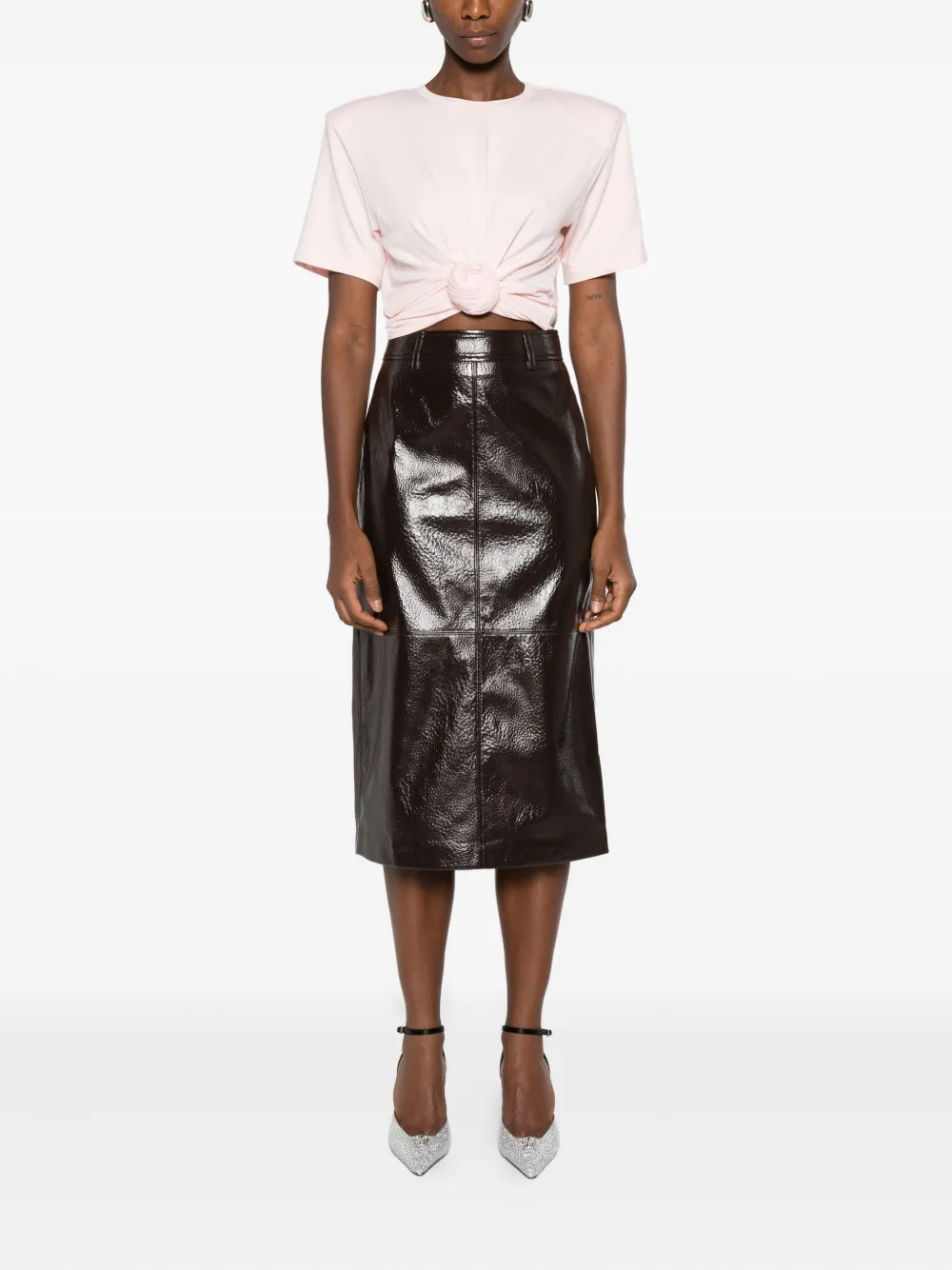 Magda Butrym Knotted Front T-shirt In Pink
