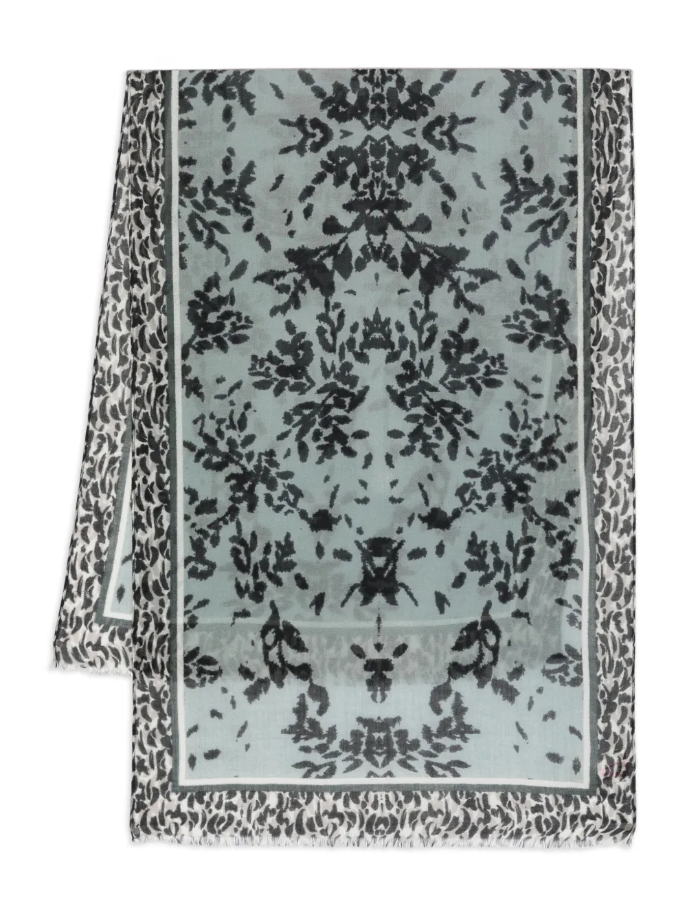 Marc O'Polo floral-patterned fringed-edges scarf Blauw