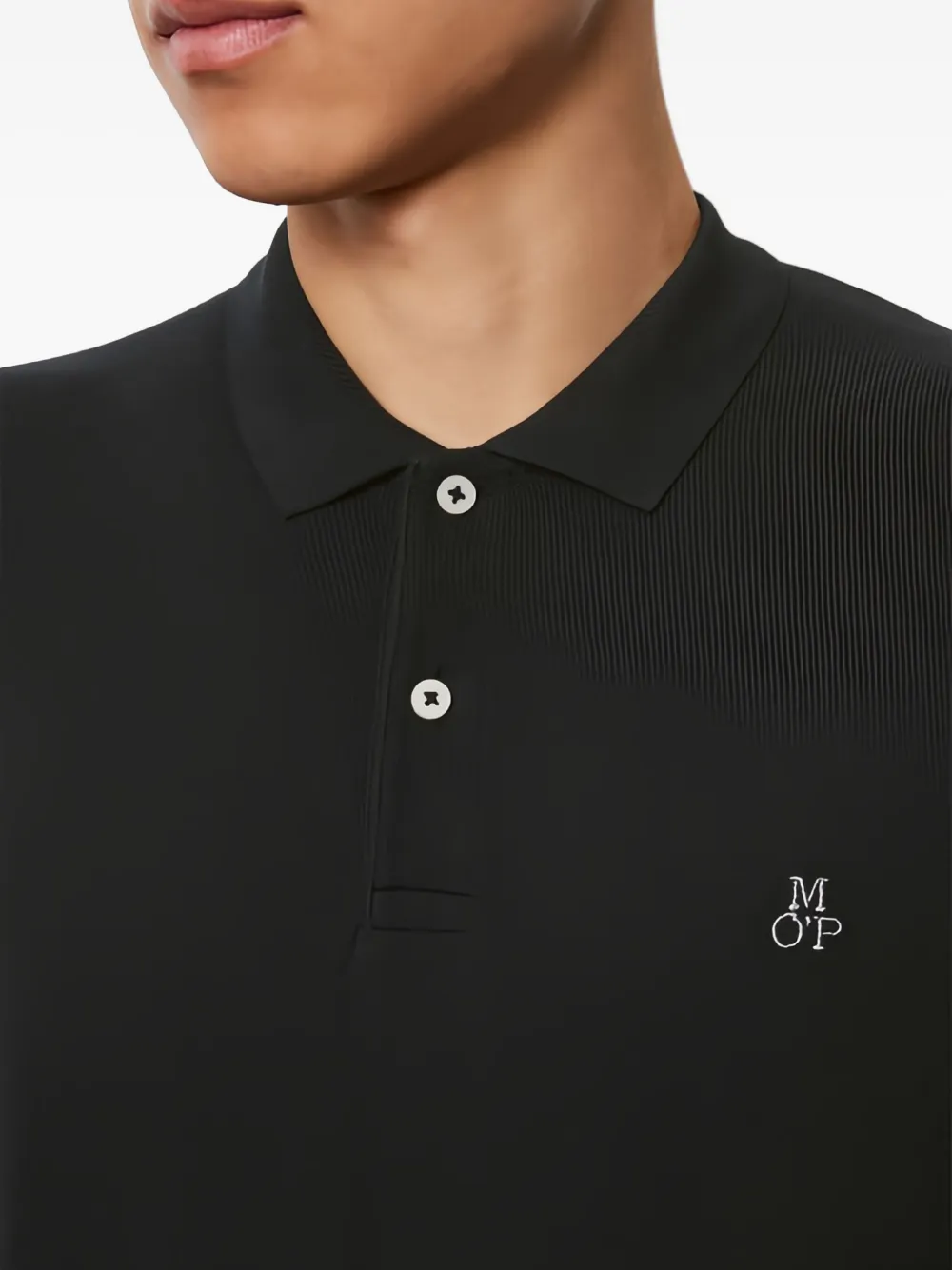 Marc O'polo Logo-embroidered Polo Shirt In Black