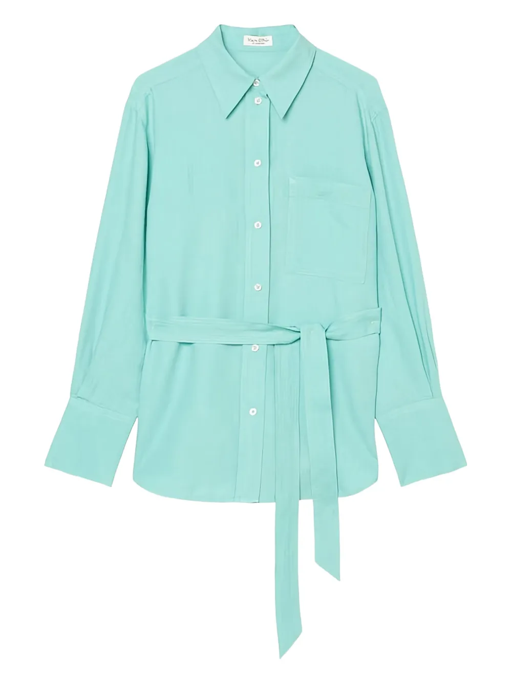 belted button-up shirt