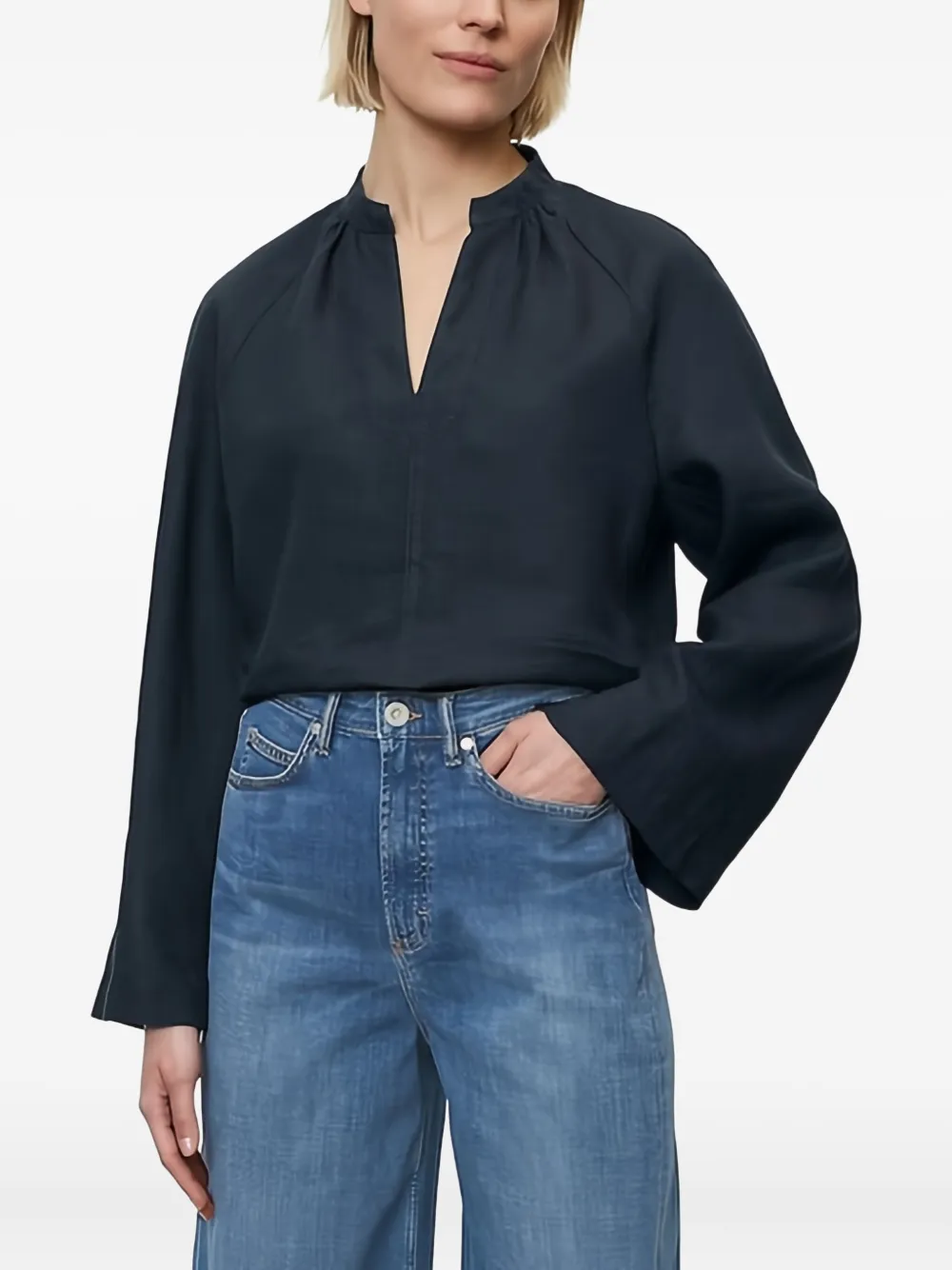 plunging neckline blouse