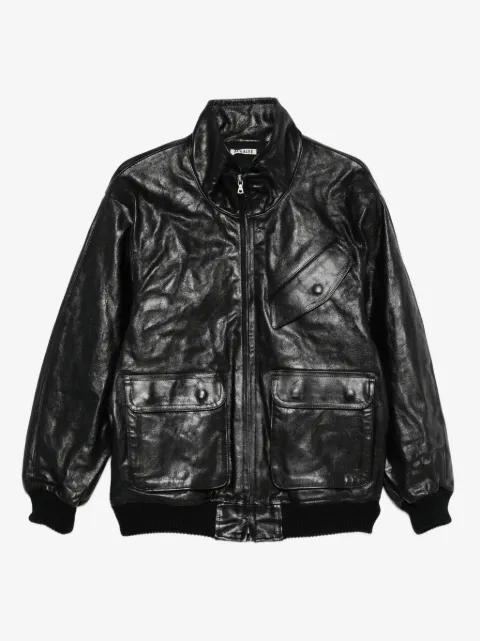 Auralee leather zip-up jacket