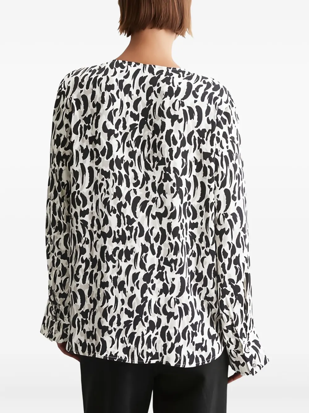 Marc O'Polo Button-up blouse met dierenprint Wit