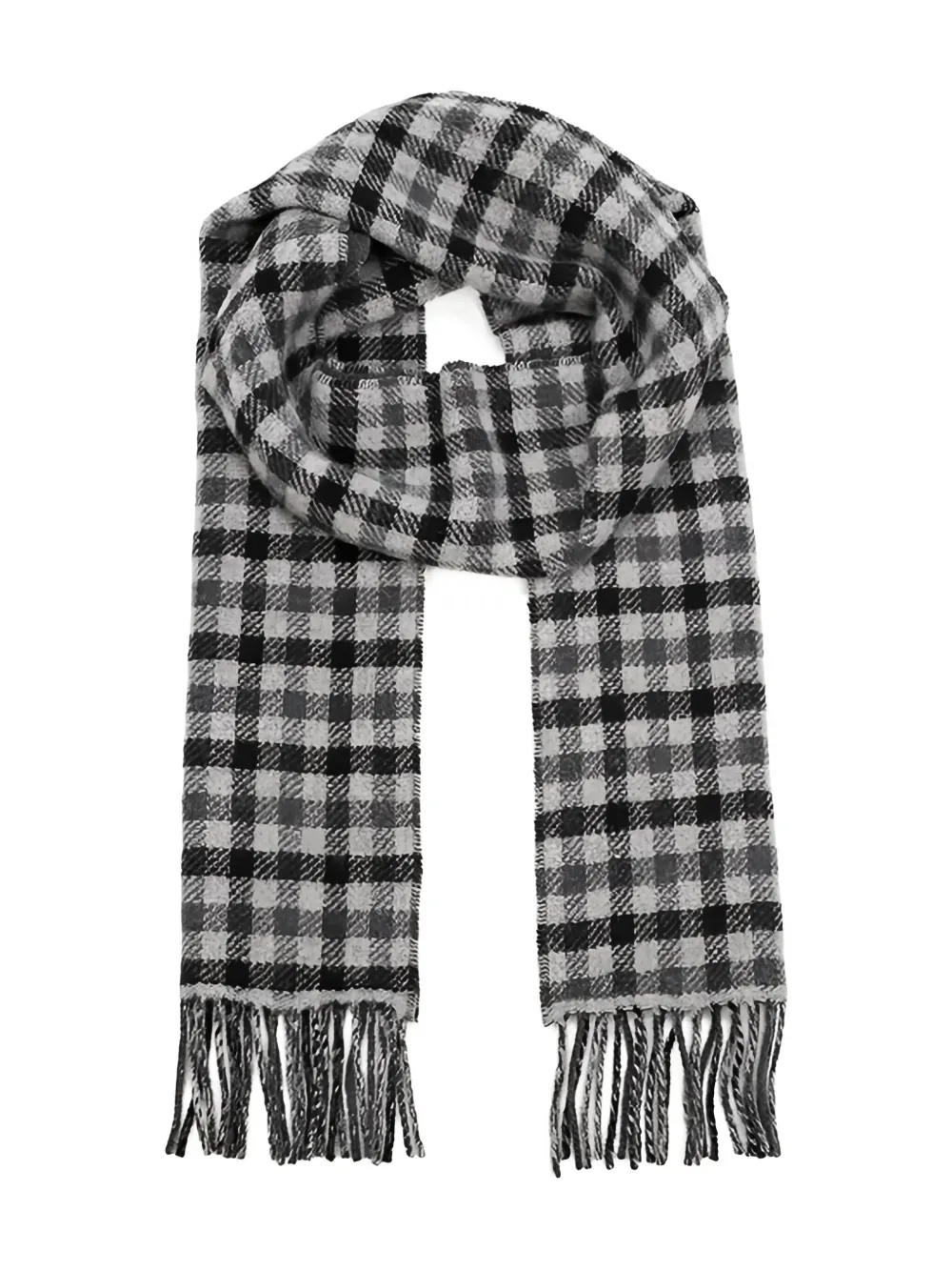 Marc O'Polo checked fringed scarf | Grey | Image 1